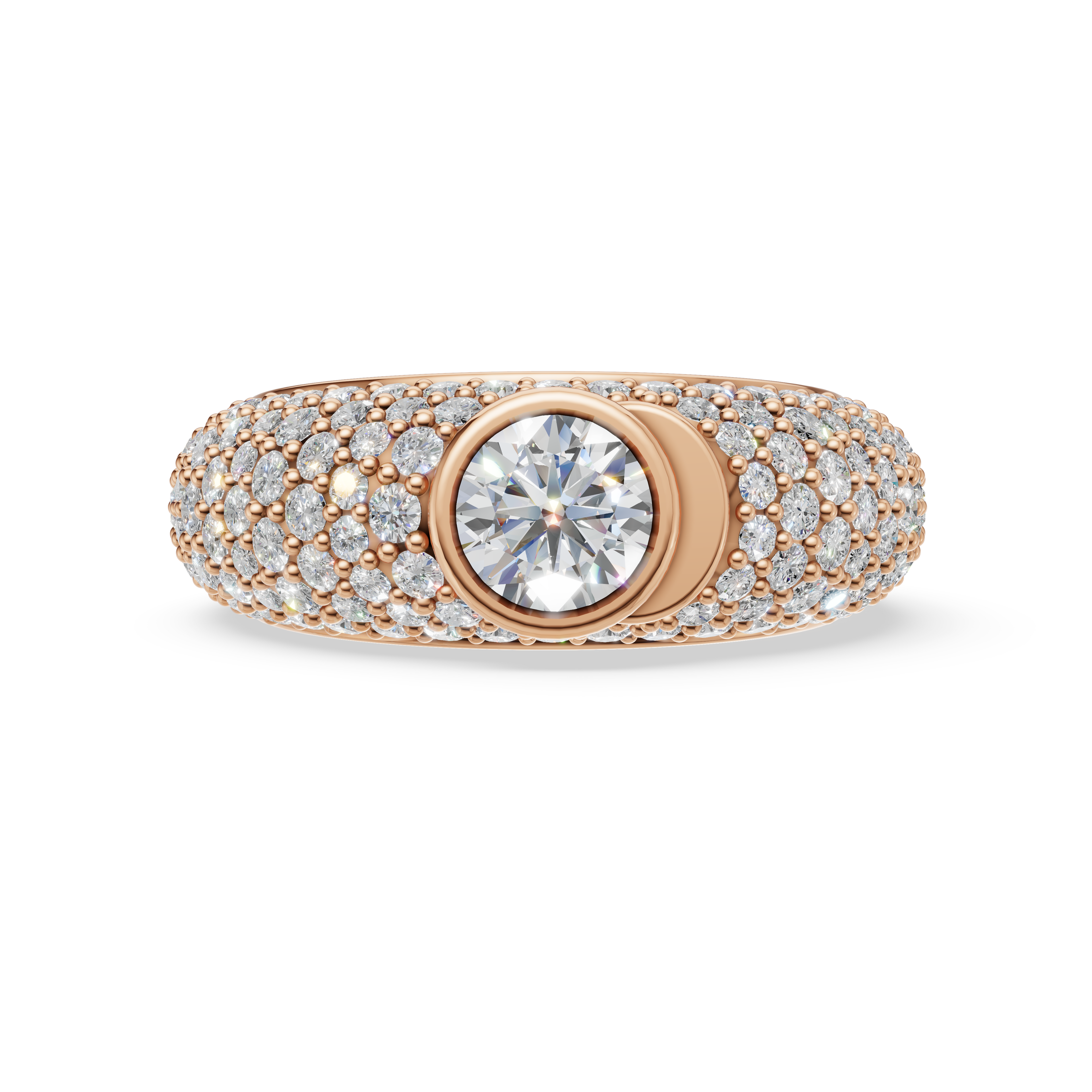 'Artemis' Dome Bombé Lab Diamond Round Brilliant Cut & Pavé Ring