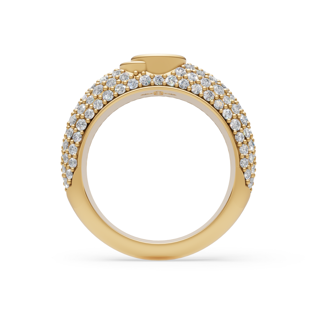 'Artemis' Dome Bombé Lab Diamond Round Brilliant Cut & Pavé Ring