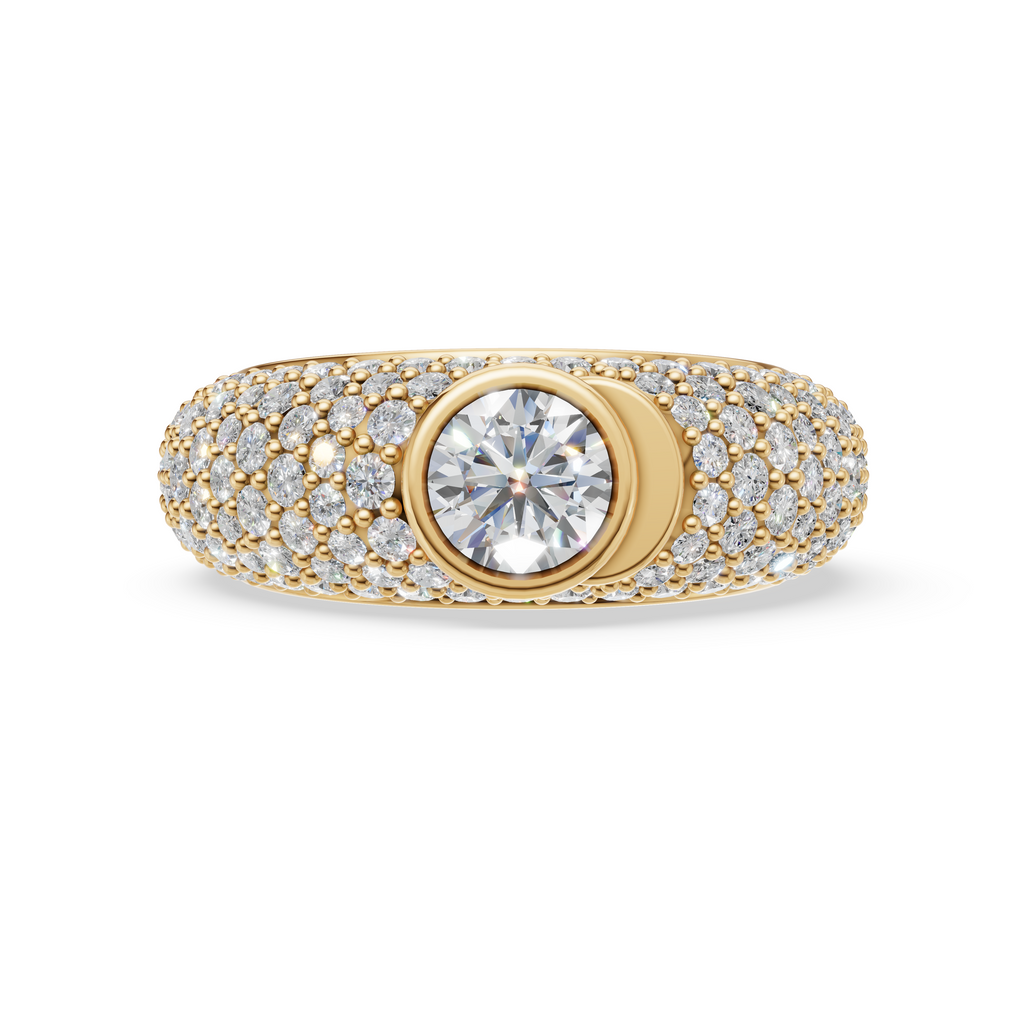 'Artemis' Dome Bombé Lab Diamond Round Brilliant Cut & Pavé Ring