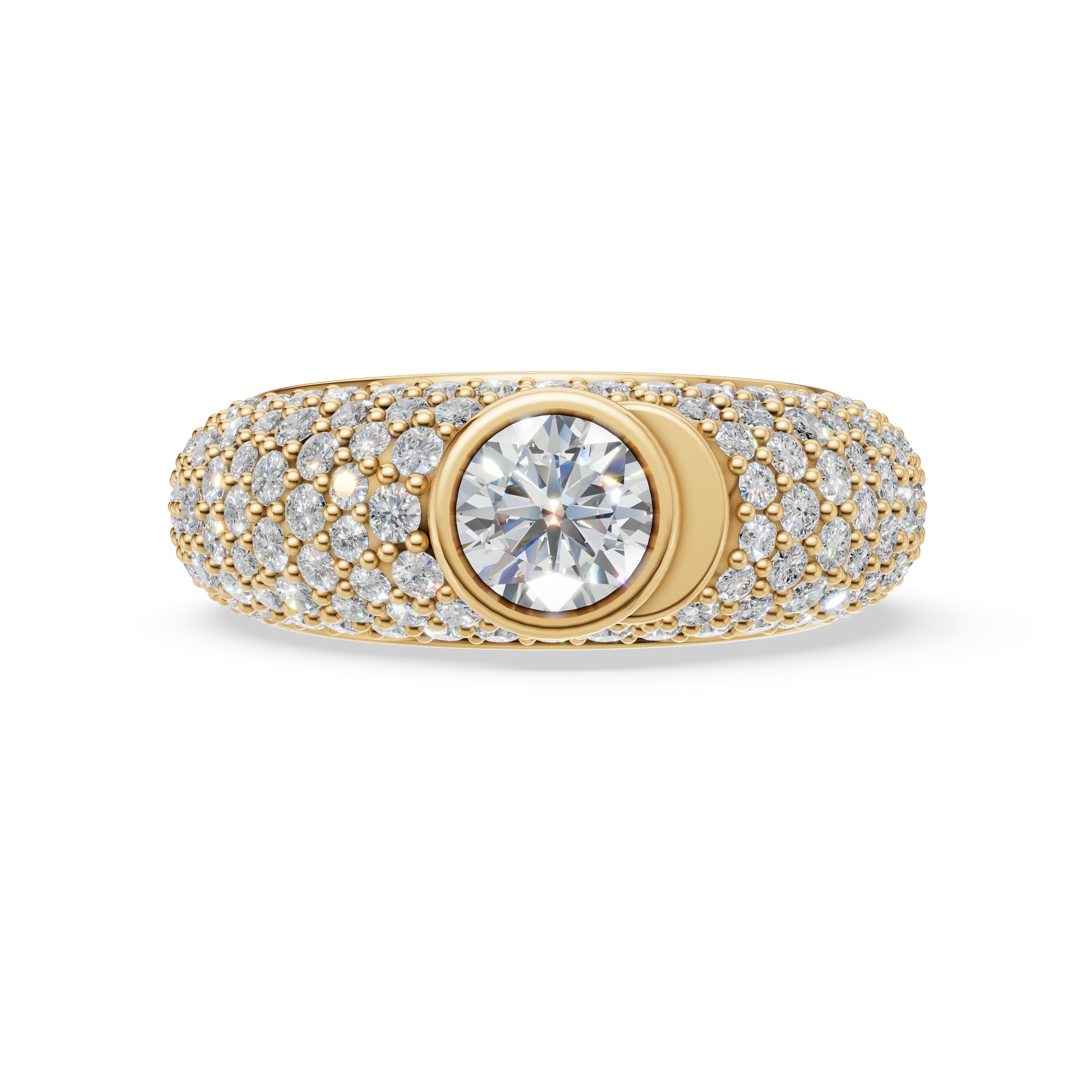 'Artemis' Dome Bombé Lab Diamond Round Brilliant Cut & Pavé Ring