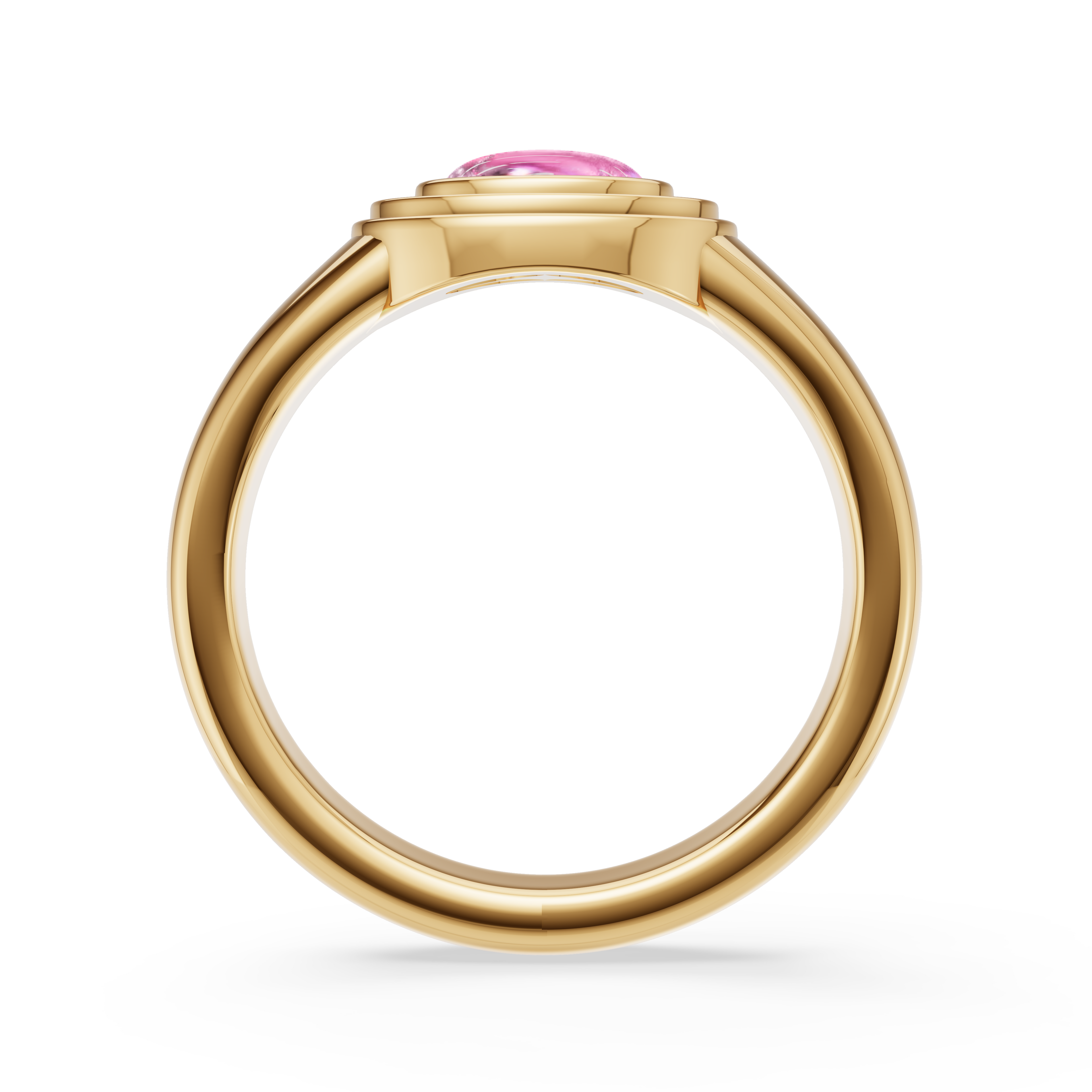 Desert Rose Pink Tourmaline Cabochon & Lab Diamond Pavé Ring