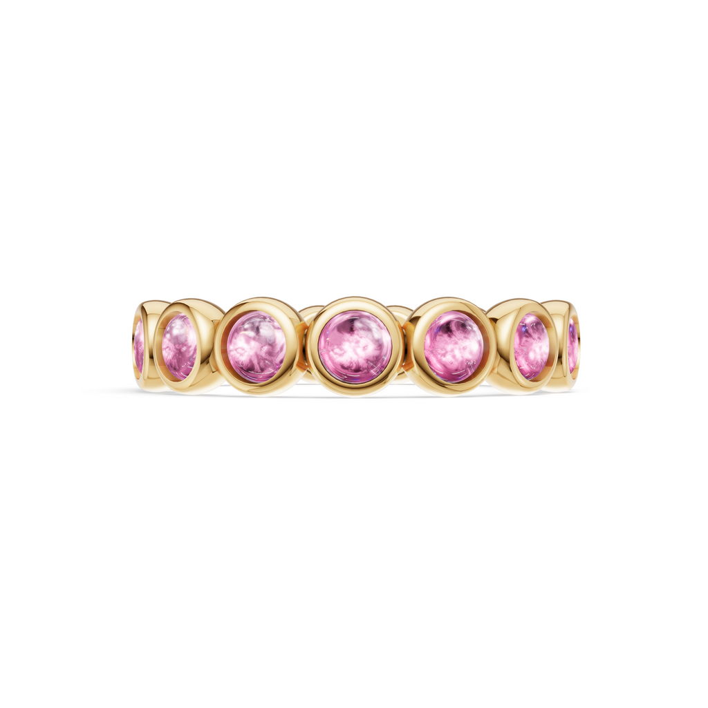 Desert Rose Bezel-Set Pink Tourmaline Cabochon Eternity Band