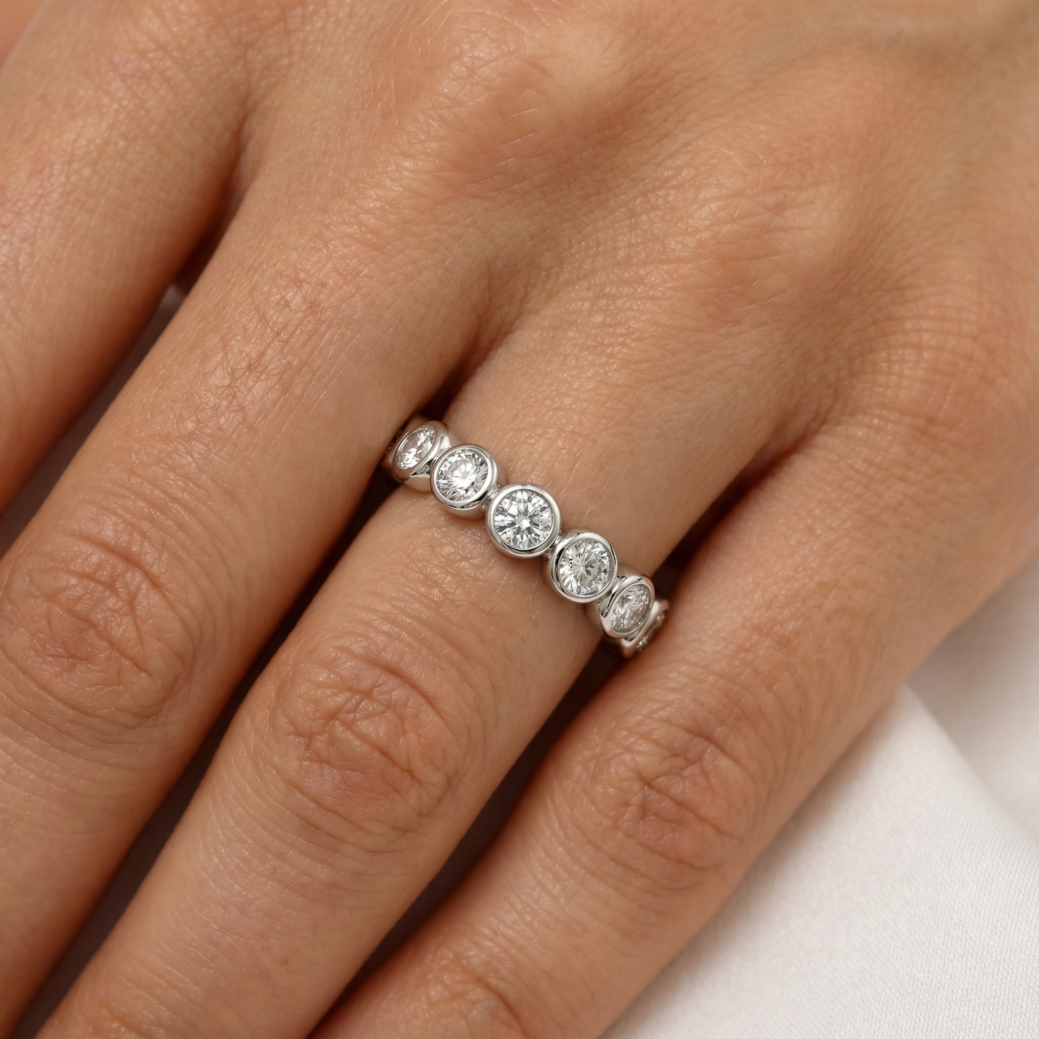 MCM 1.70 TCW Bezel-Set Round Brilliant Cut Lab Diamond Eternity Band (12 points)