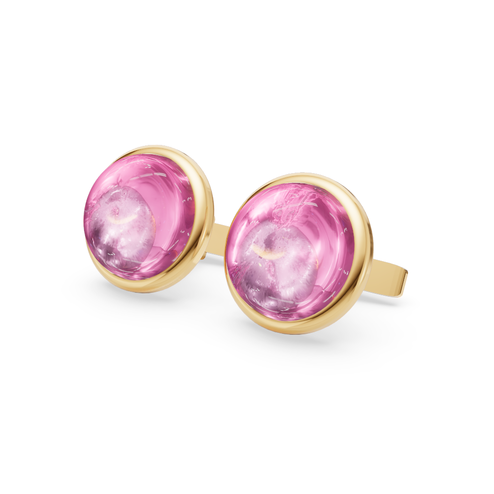 Desert Rose 6.00 TCW Bezel-Set Natural Pink Tourmaline Cabochon Cufflinks