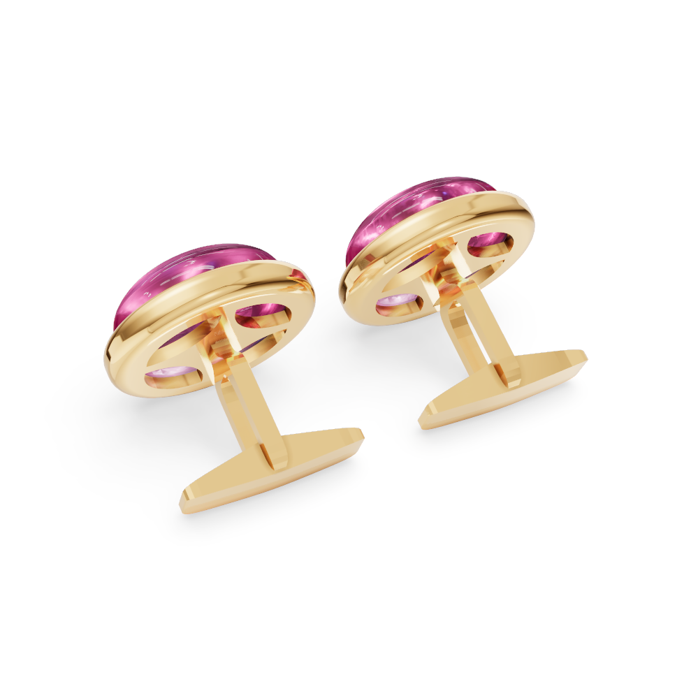 Desert Rose 6.00 TCW Bezel-Set Natural Pink Tourmaline Cabochon Cufflinks