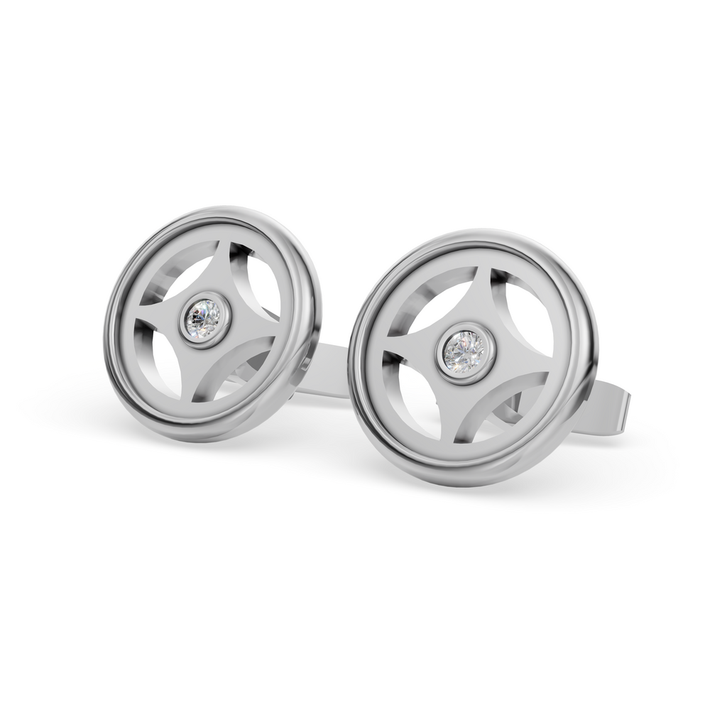 MCM Bezel-Set Round Brilliant Cut Lab Diamond 'Breeze Block' Cufflinks