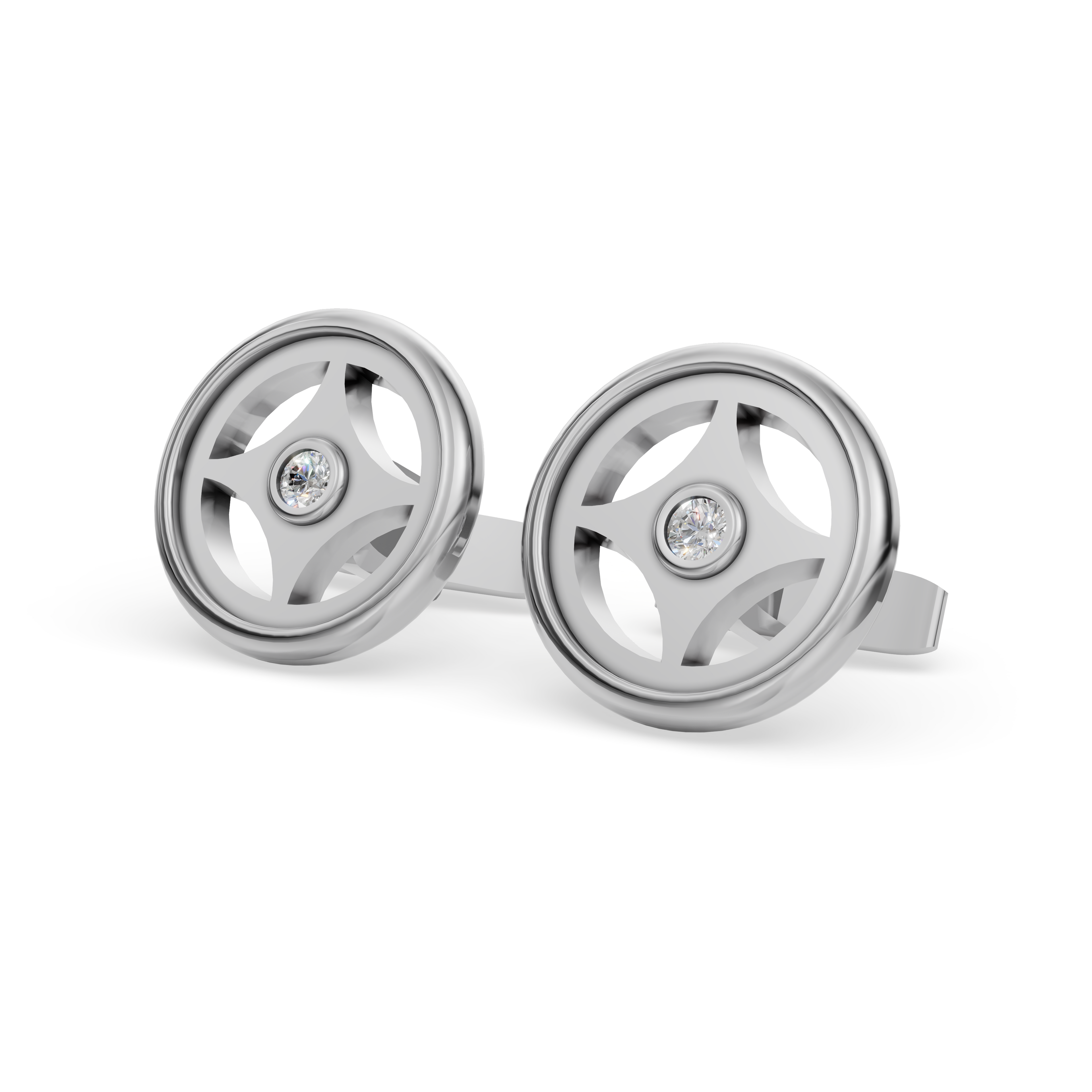 MCM Bezel-Set Round Brilliant Cut Lab Diamond 'Breeze Block' Cufflinks