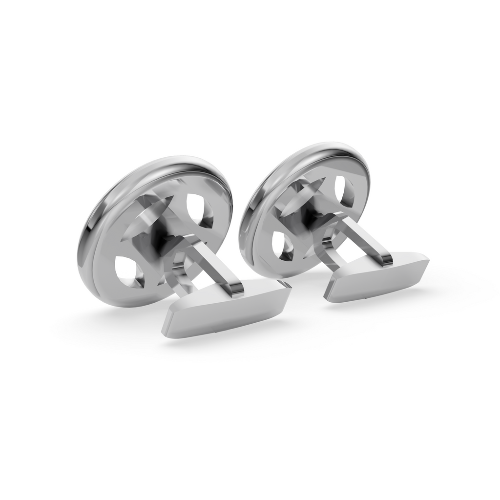 MCM Bezel-Set Round Brilliant Cut Lab Diamond 'Breeze Block' Cufflinks