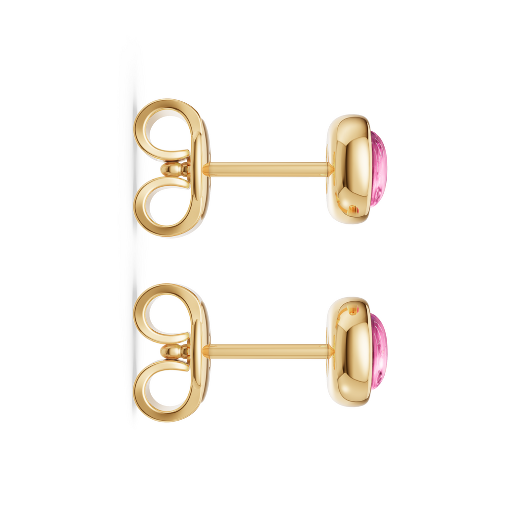 Desert Rose Bezel-Set Pink Tourmaline Cabochon Stud Earrings