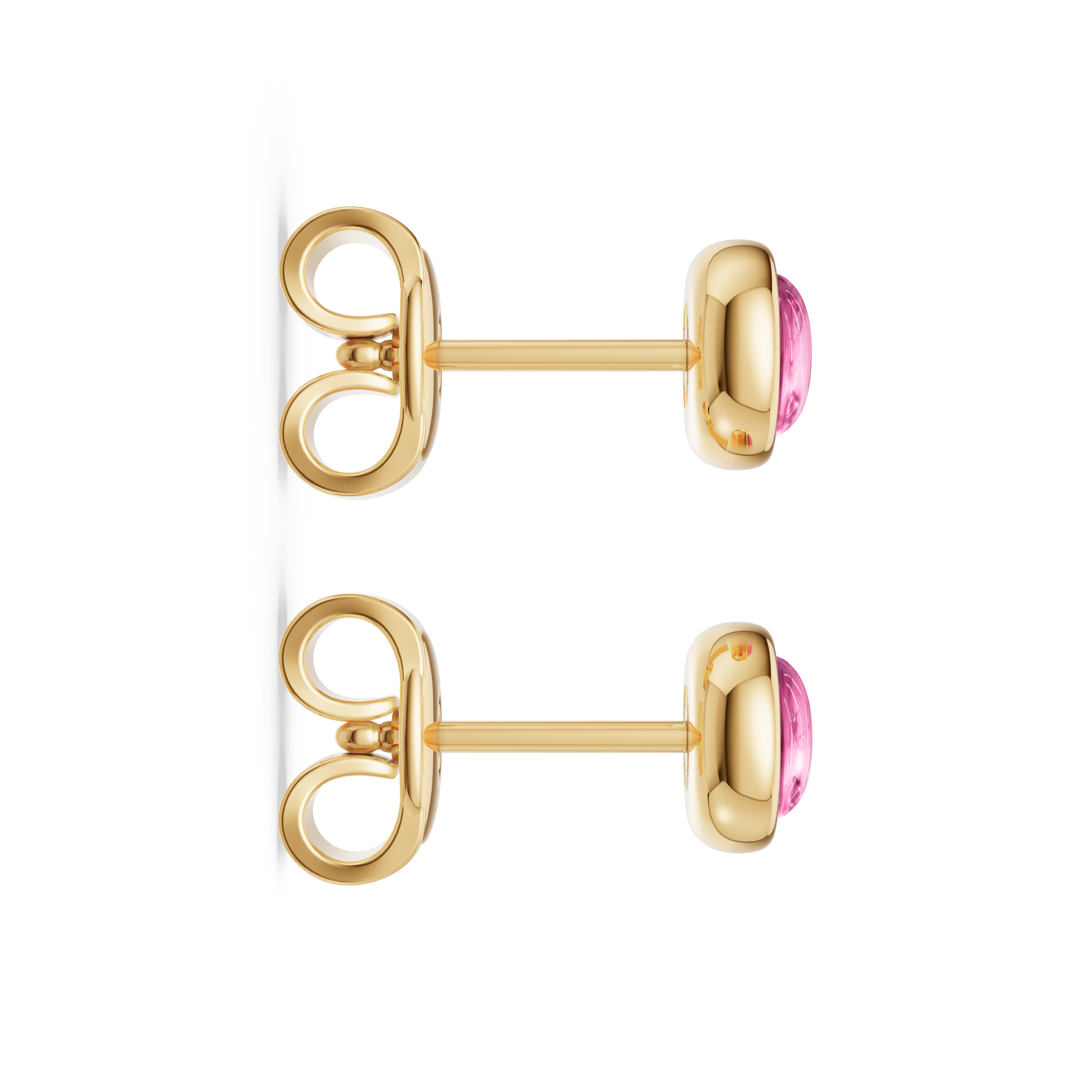 Desert Rose Bezel-Set Pink Tourmaline Cabochon Stud Earrings