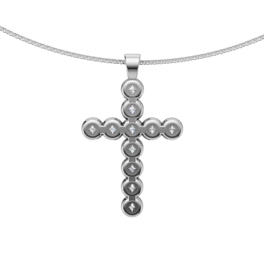 MCM 2.75 TCW, Bezel-Set Round Brilliant Cut Lab Diamond Cross Pendant Necklace