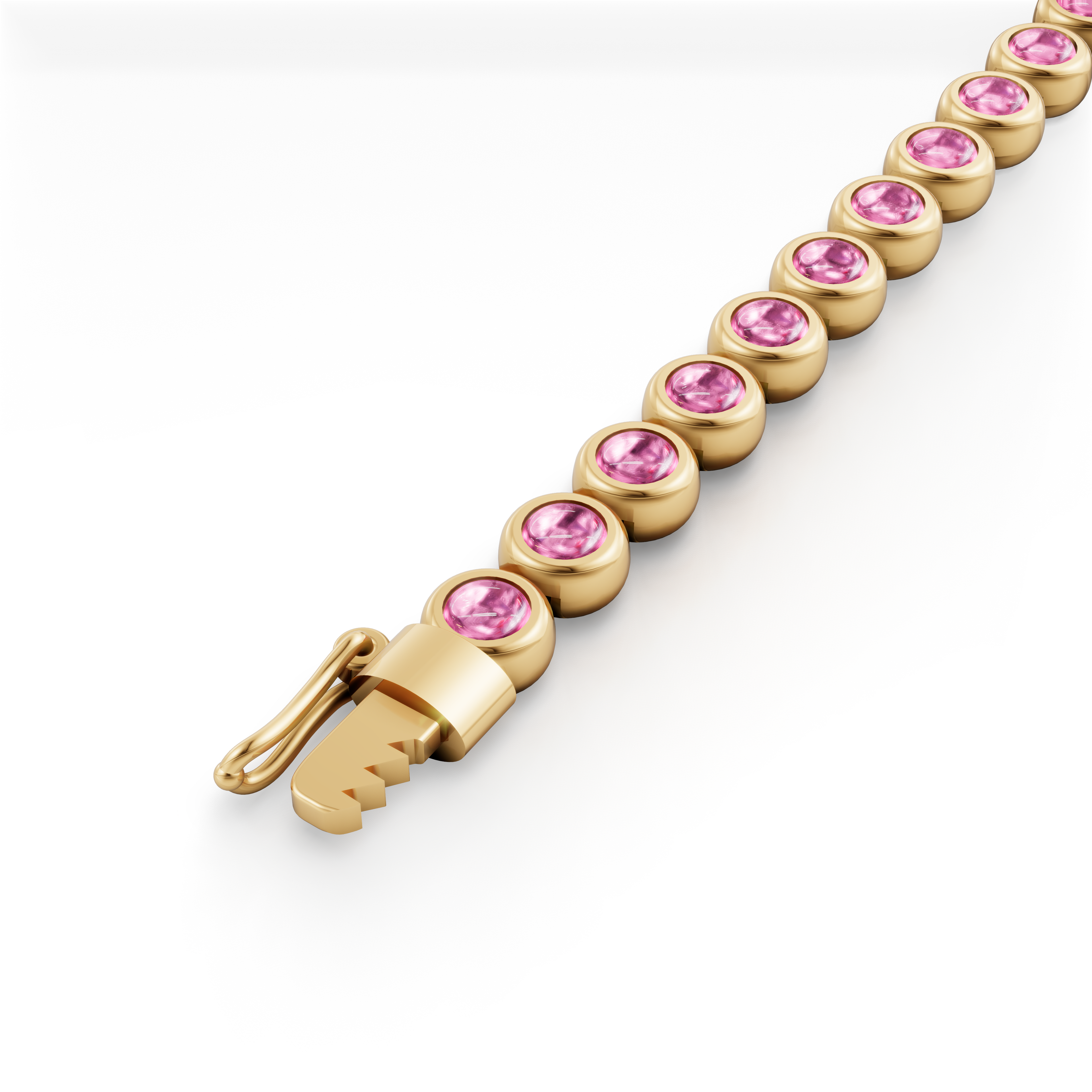 Desert Rose 3mm, Bezel-Set Pink Tourmaline Cabochon Tennis Bracelet