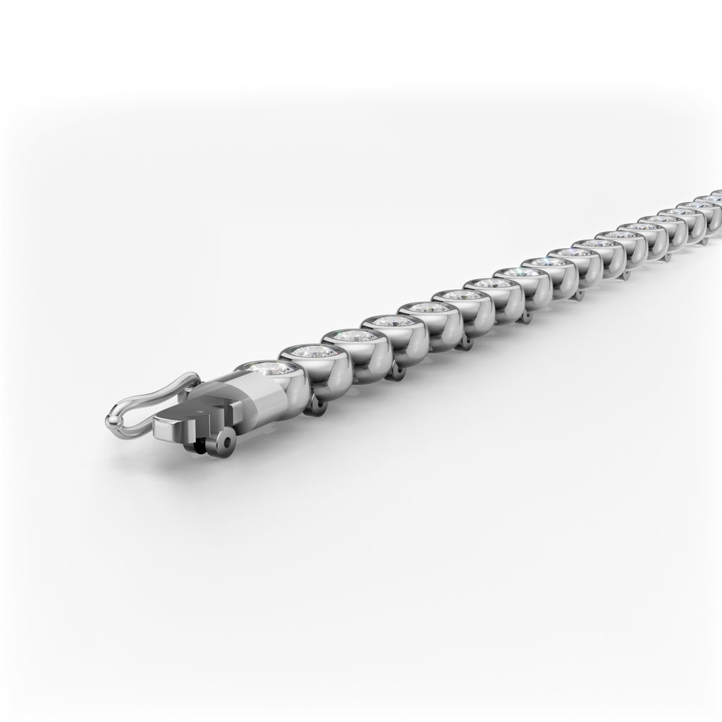 MCM 4.25 TCW, Bezel-Set Round Brilliant Cut Lab Diamond Tennis Bracelet