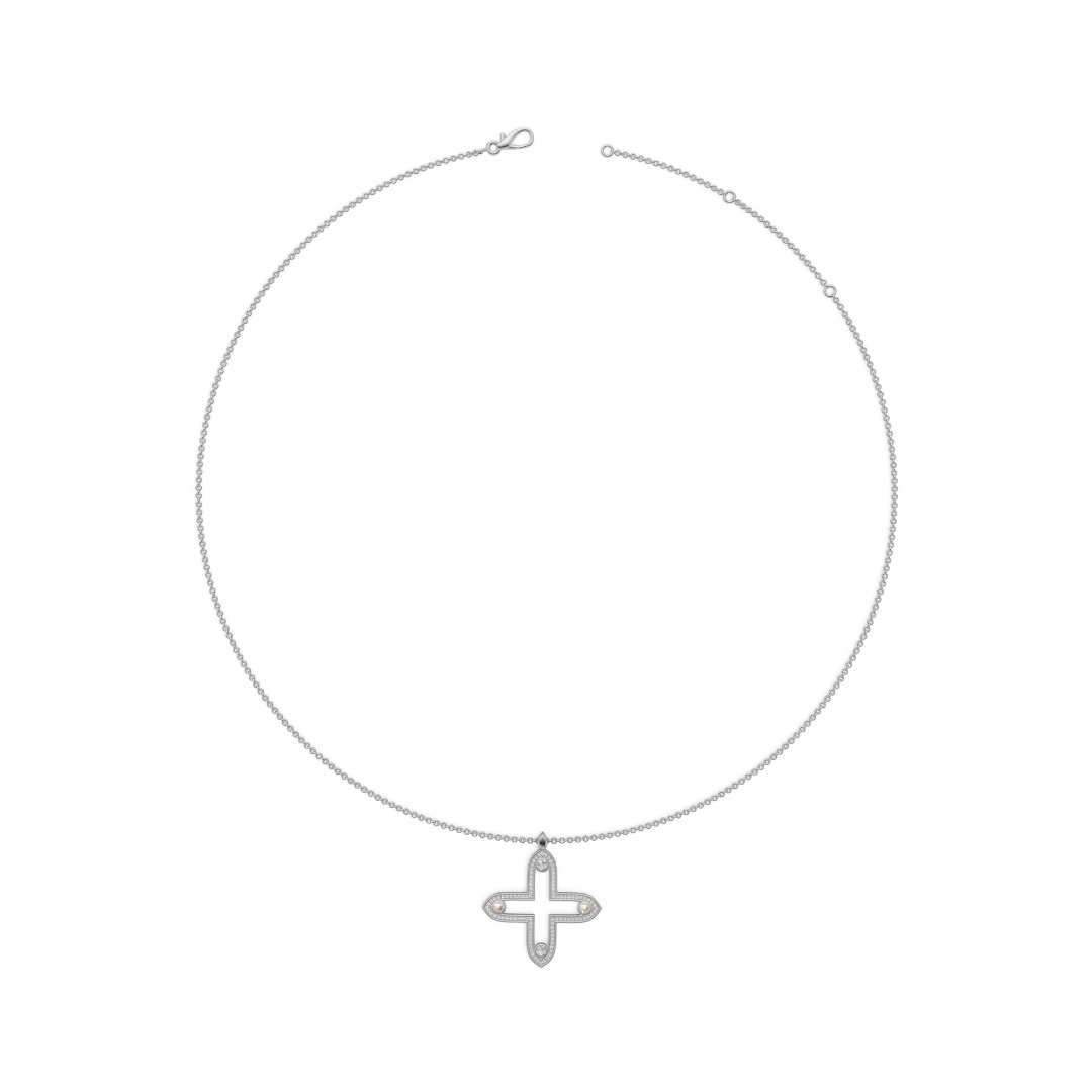 'Apollo' Lab Diamond Rose Cut & Pavé Pendant Necklace