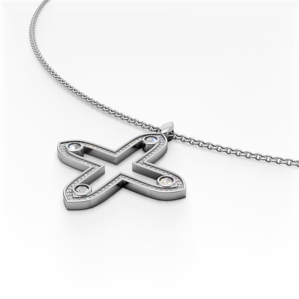 'Apollo' Lab Diamond Rose Cut & Pavé Pendant Necklace