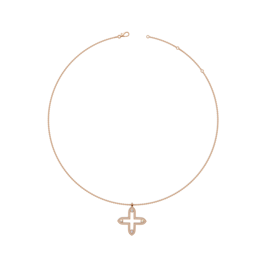 'Apollo' Lab Diamond Rose Cut & Pavé Pendant Necklace