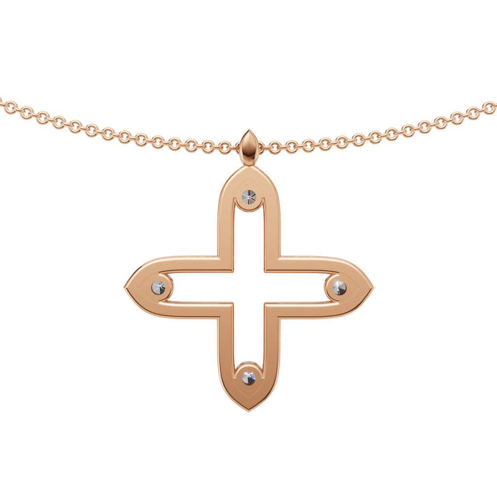 'Apollo' Lab Diamond Rose Cut & Pavé Pendant Necklace