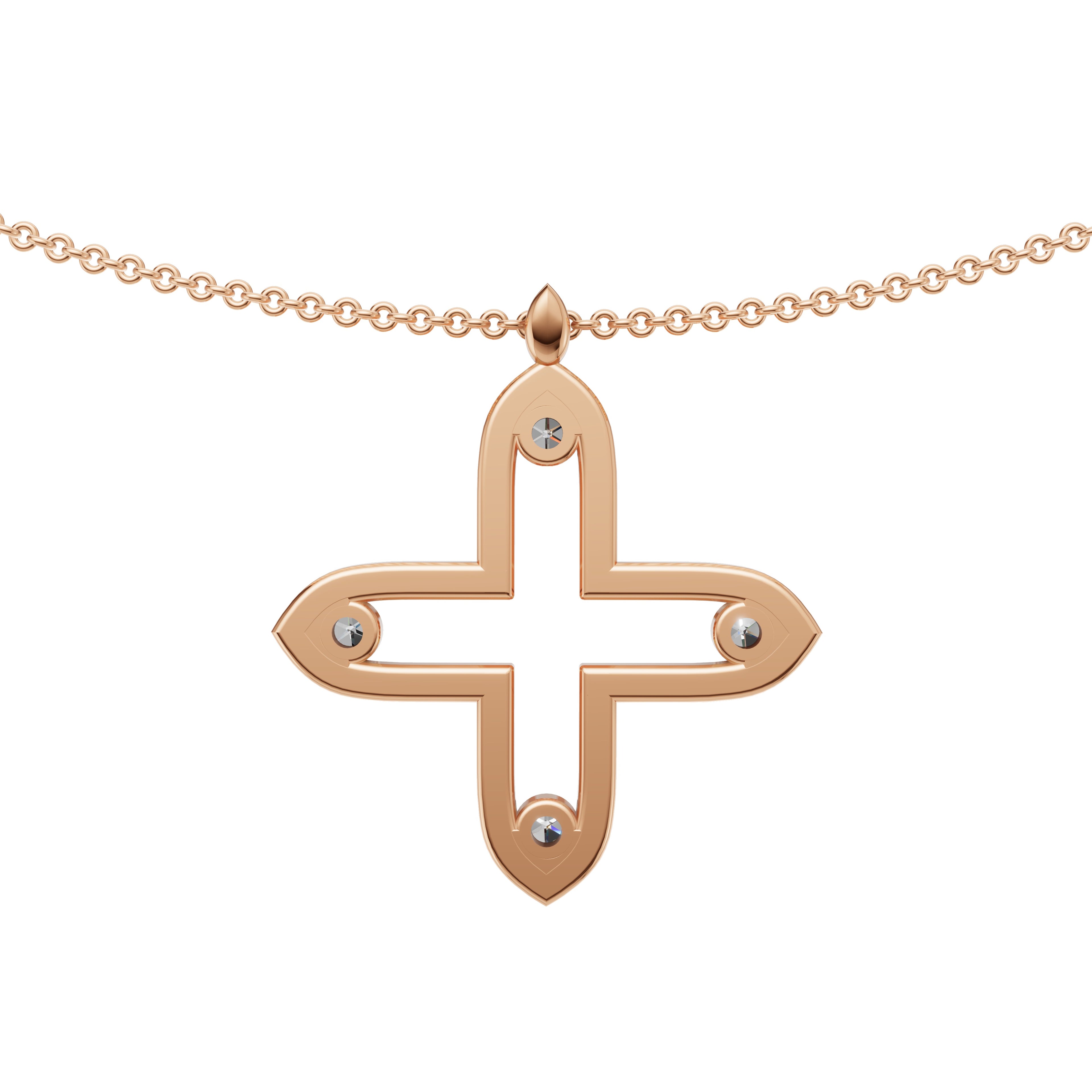 'Apollo' Lab Diamond Rose Cut & Pavé Pendant Necklace