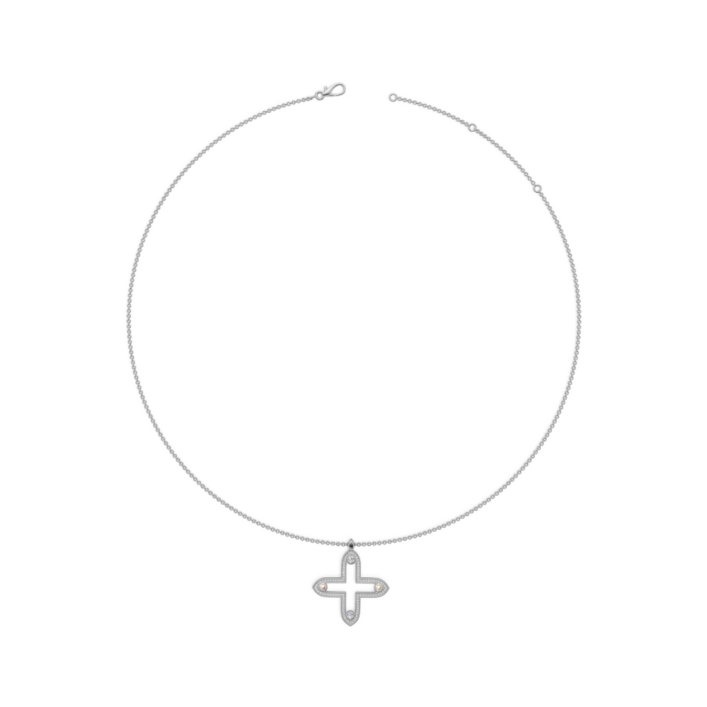 'Apollo' Lab Diamond Rose Cut & Pavé Pendant Necklace