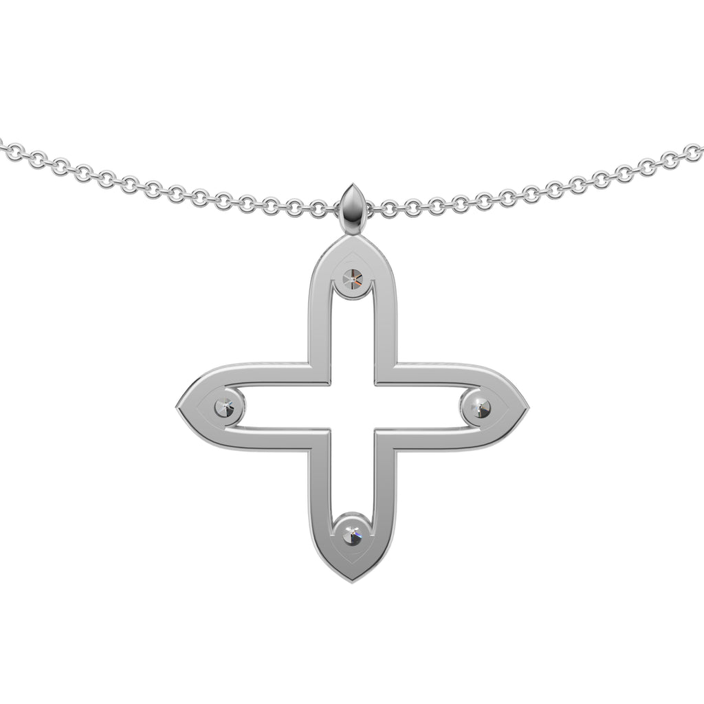 'Apollo' Lab Diamond Rose Cut & Pavé Pendant Necklace