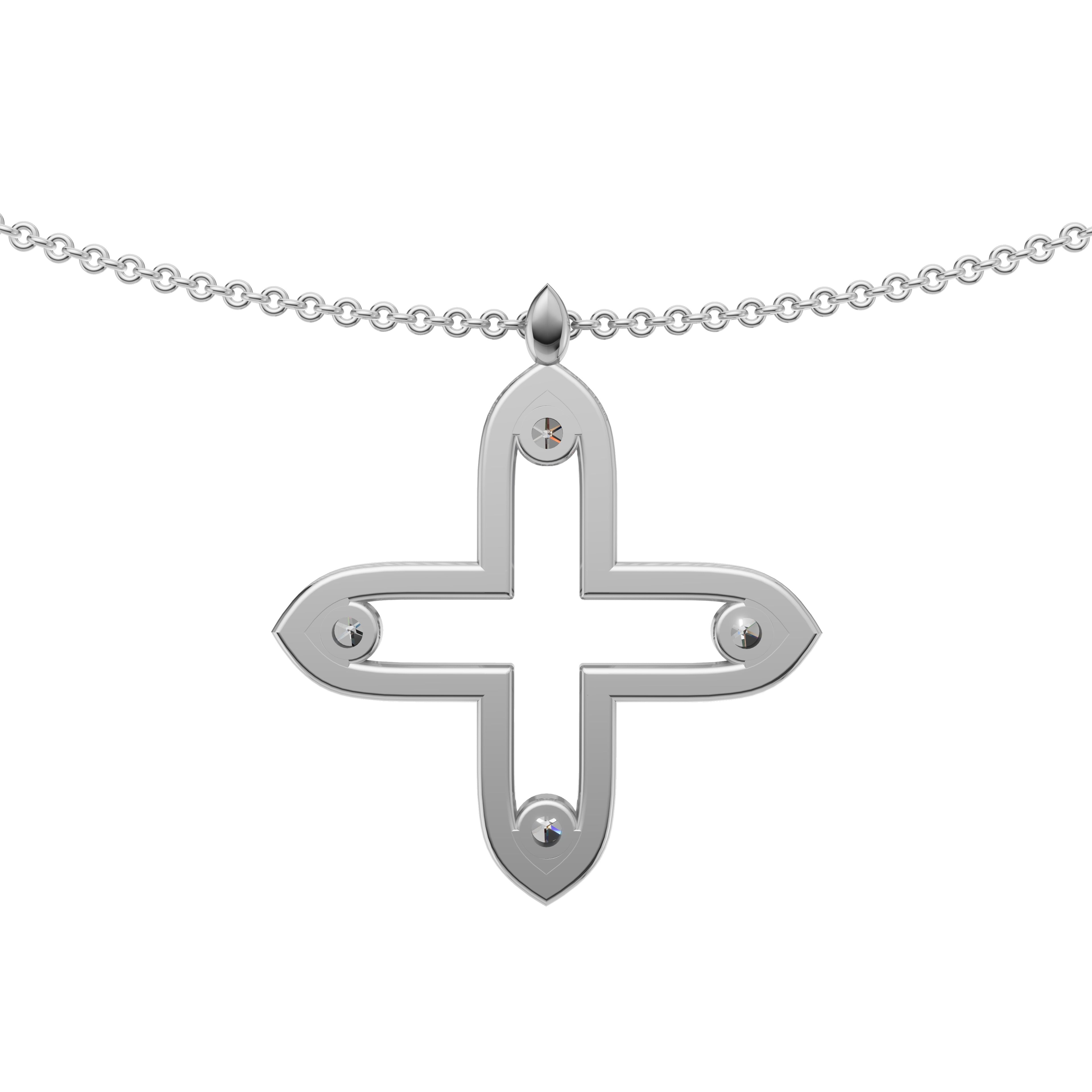 'Apollo' Lab Diamond Rose Cut & Pavé Pendant Necklace