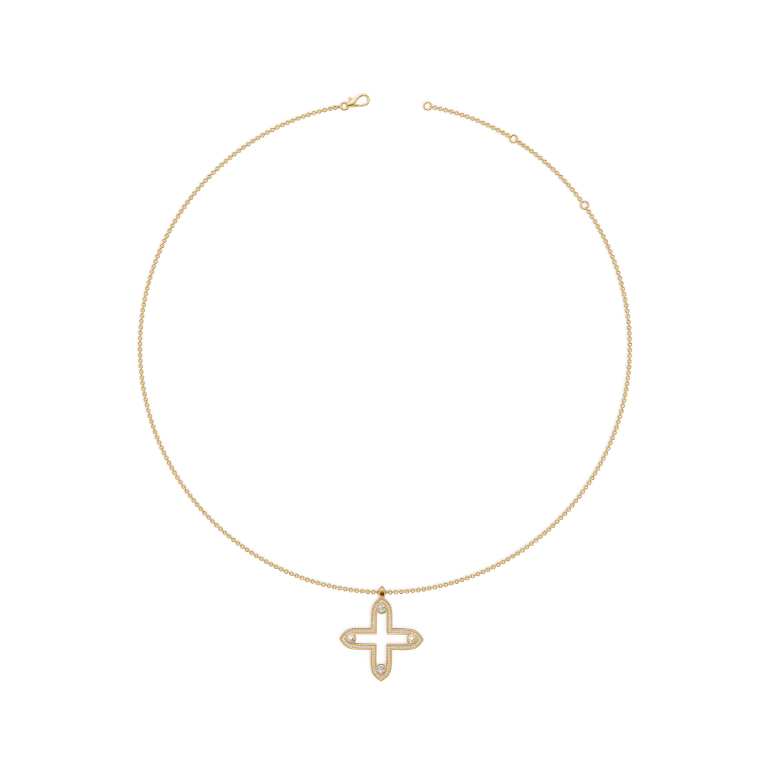 'Apollo' Lab Diamond Rose Cut & Pavé Pendant Necklace