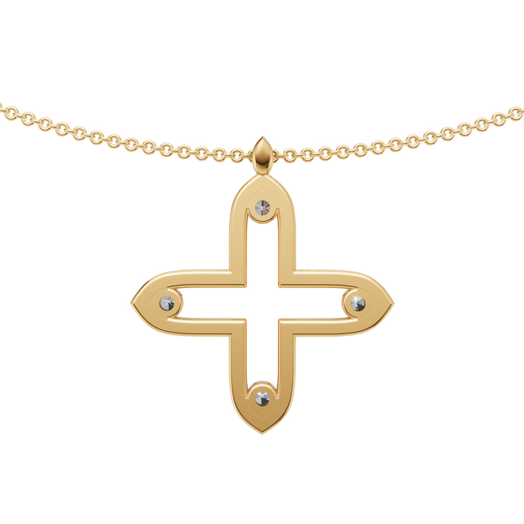 'Apollo' Lab Diamond Rose Cut & Pavé Pendant Necklace