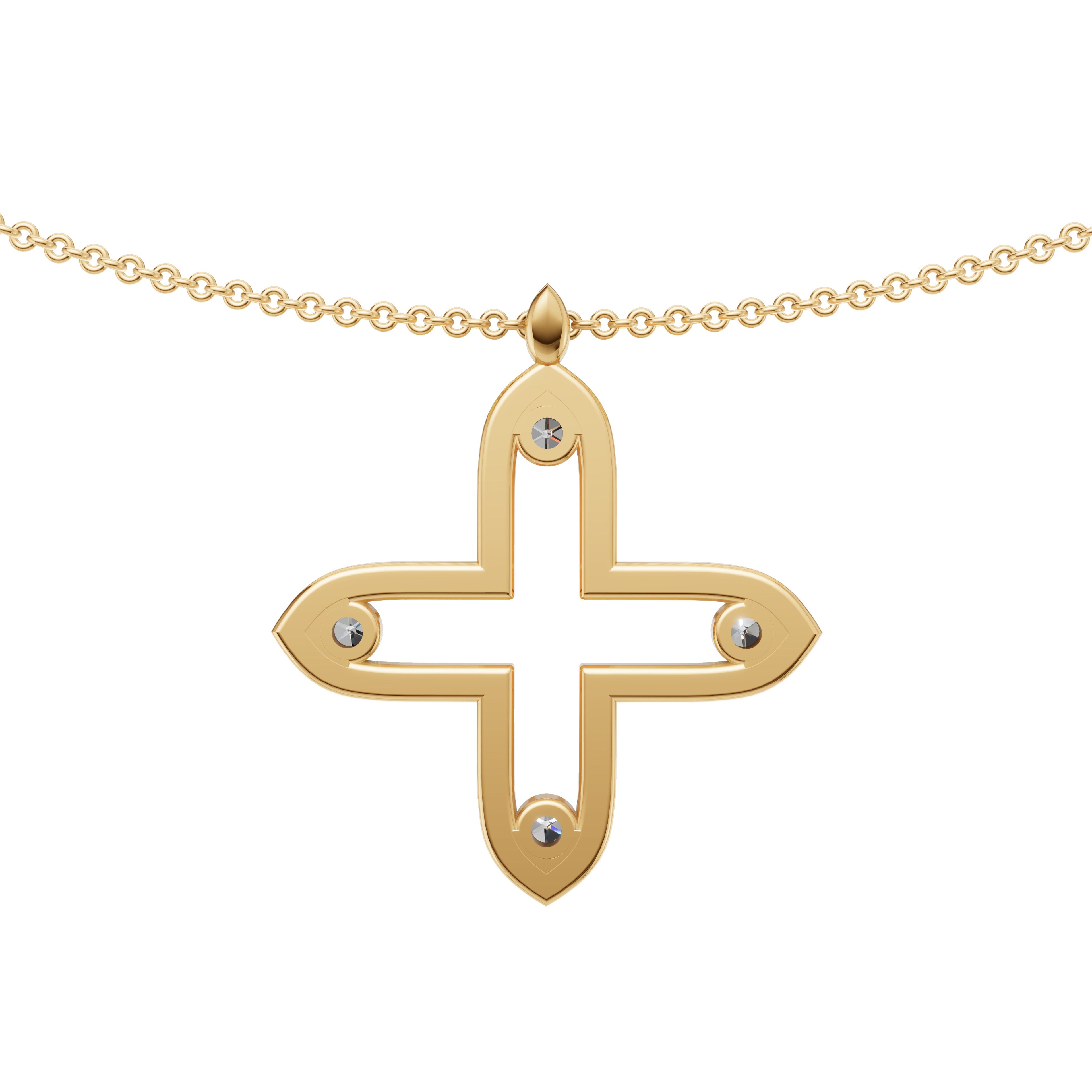 'Apollo' Lab Diamond Rose Cut & Pavé Pendant Necklace