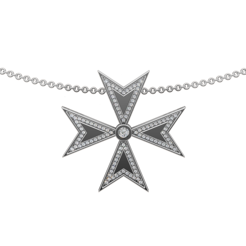 'Maltese Cross' Lab Diamond Rose Cut & Pavé Pendant Necklace