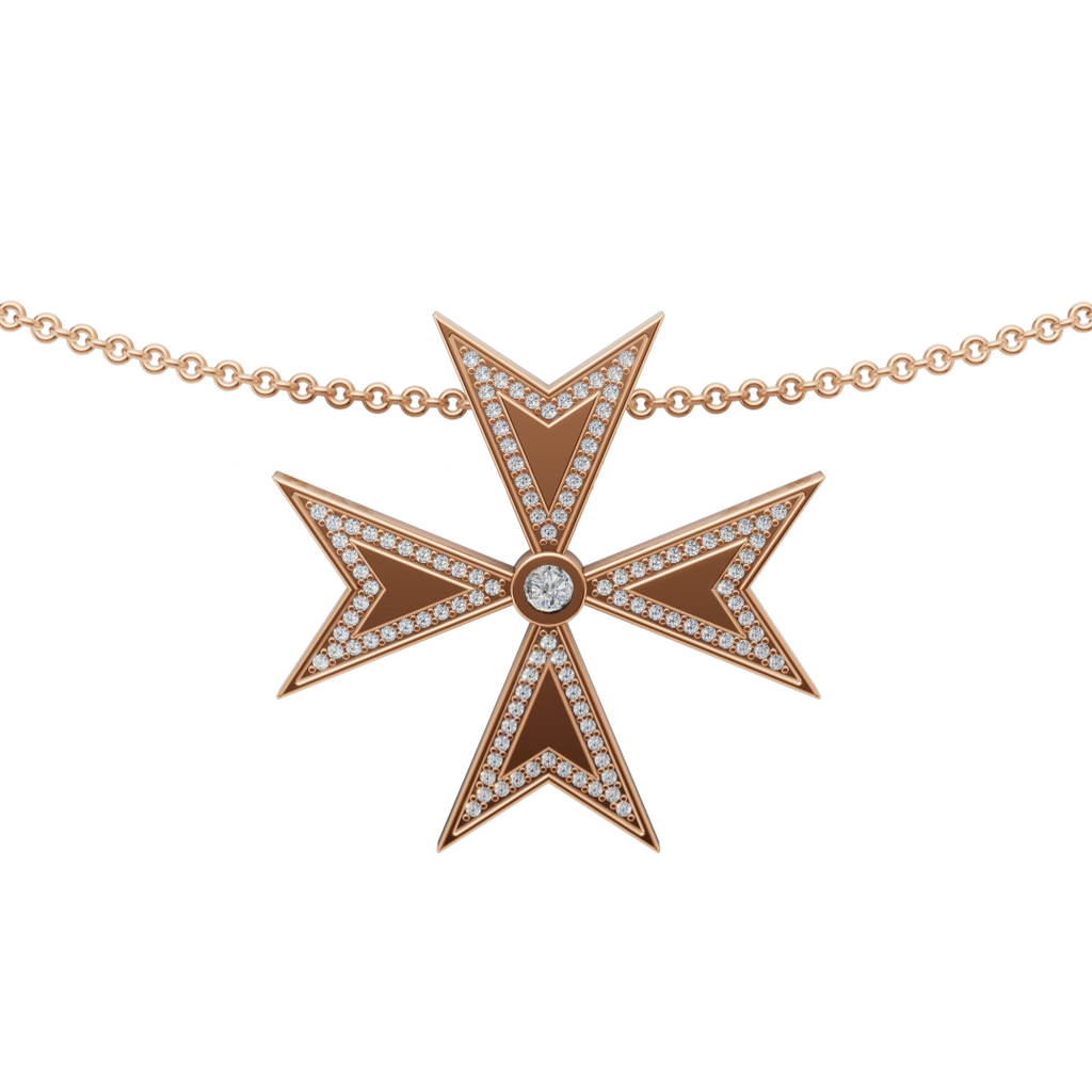 'Maltese Cross' Lab Diamond Rose Cut & Pavé Pendant Necklace