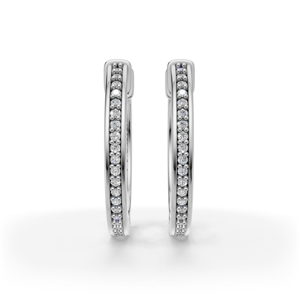 'Diana' Lab Diamond Pavé, Inside-Out Small Hoop Earrings