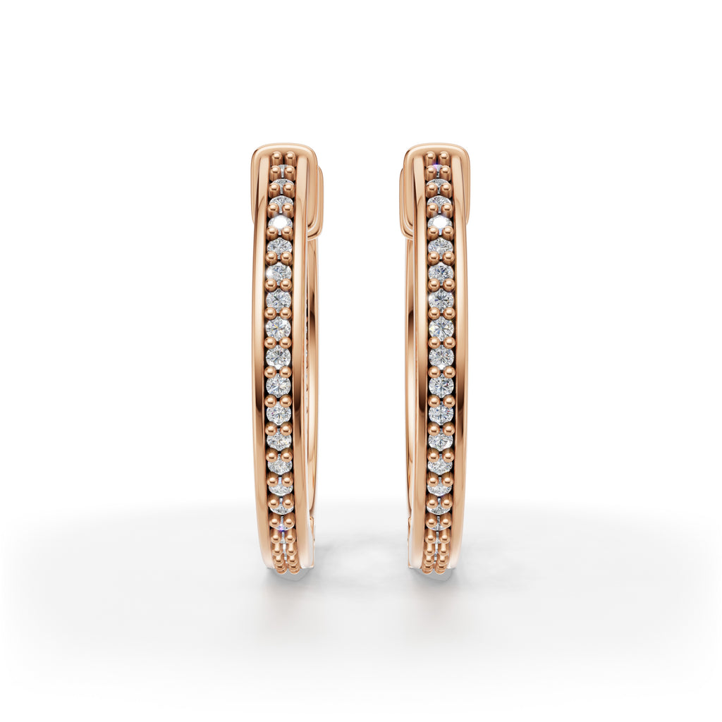 'Diana' Lab Diamond Pavé, Inside-Out Small Hoop Earrings