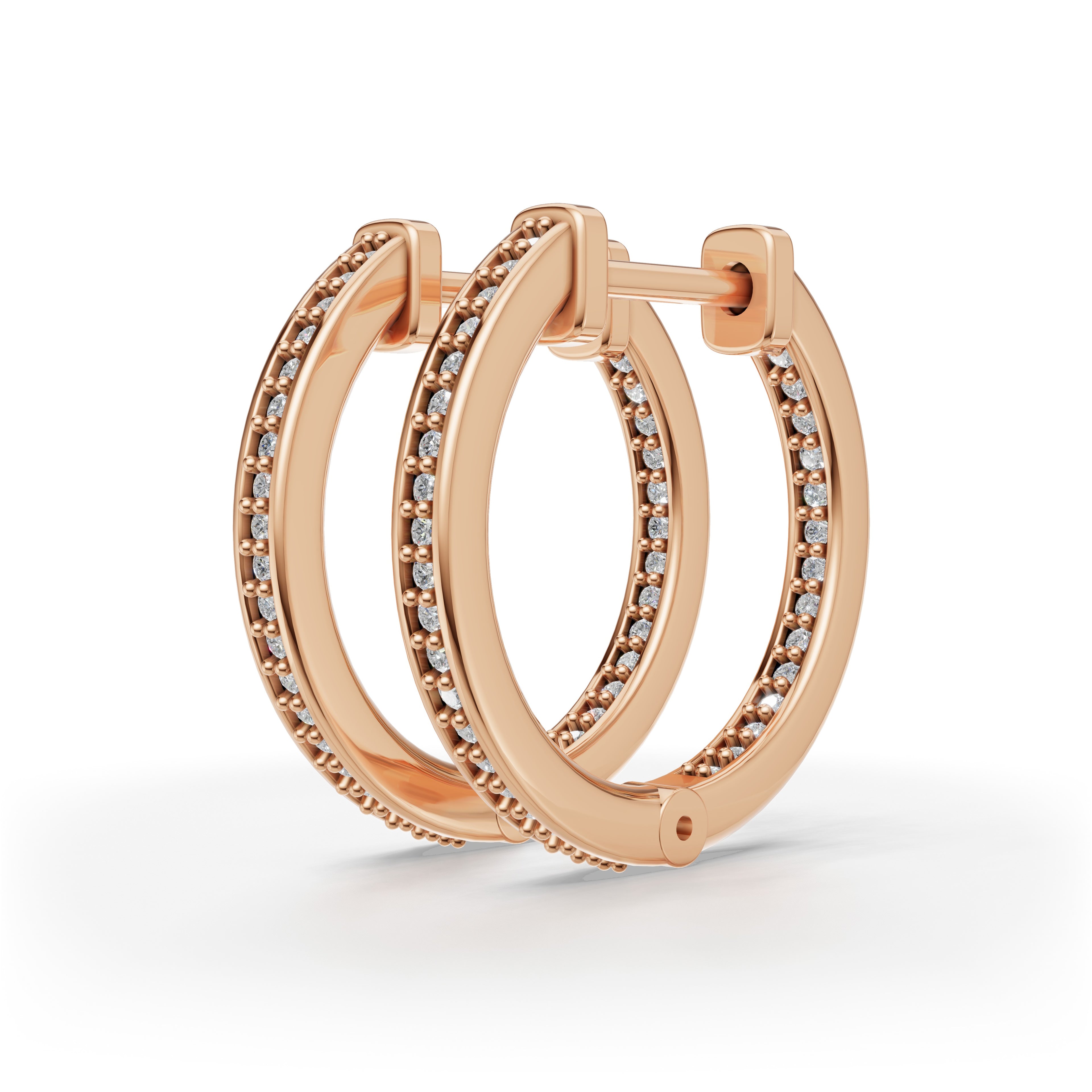 'Diana' Lab Diamond Pavé, Inside-Out Small Hoop Earrings