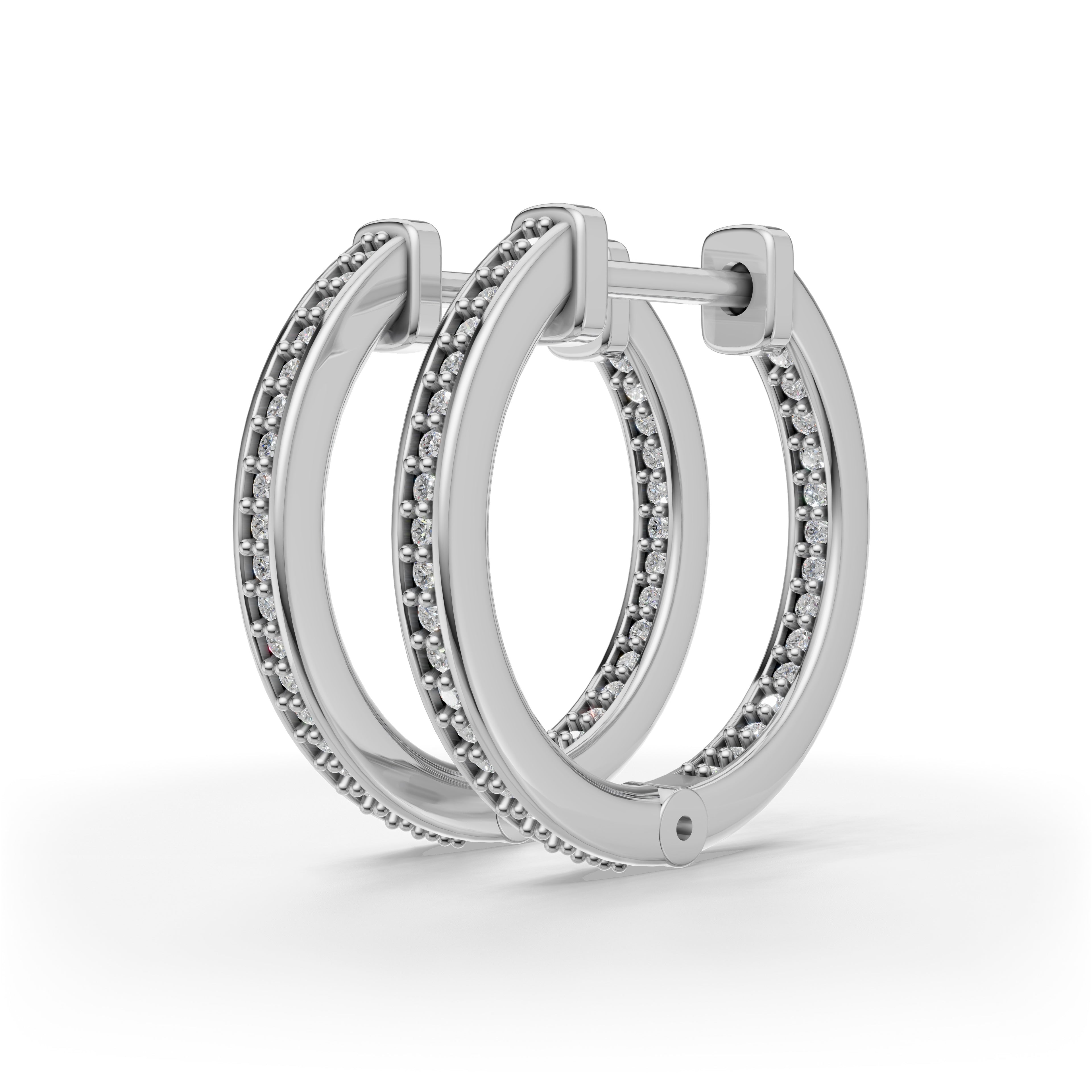 'Diana' Lab Diamond Pavé, Inside-Out Small Hoop Earrings