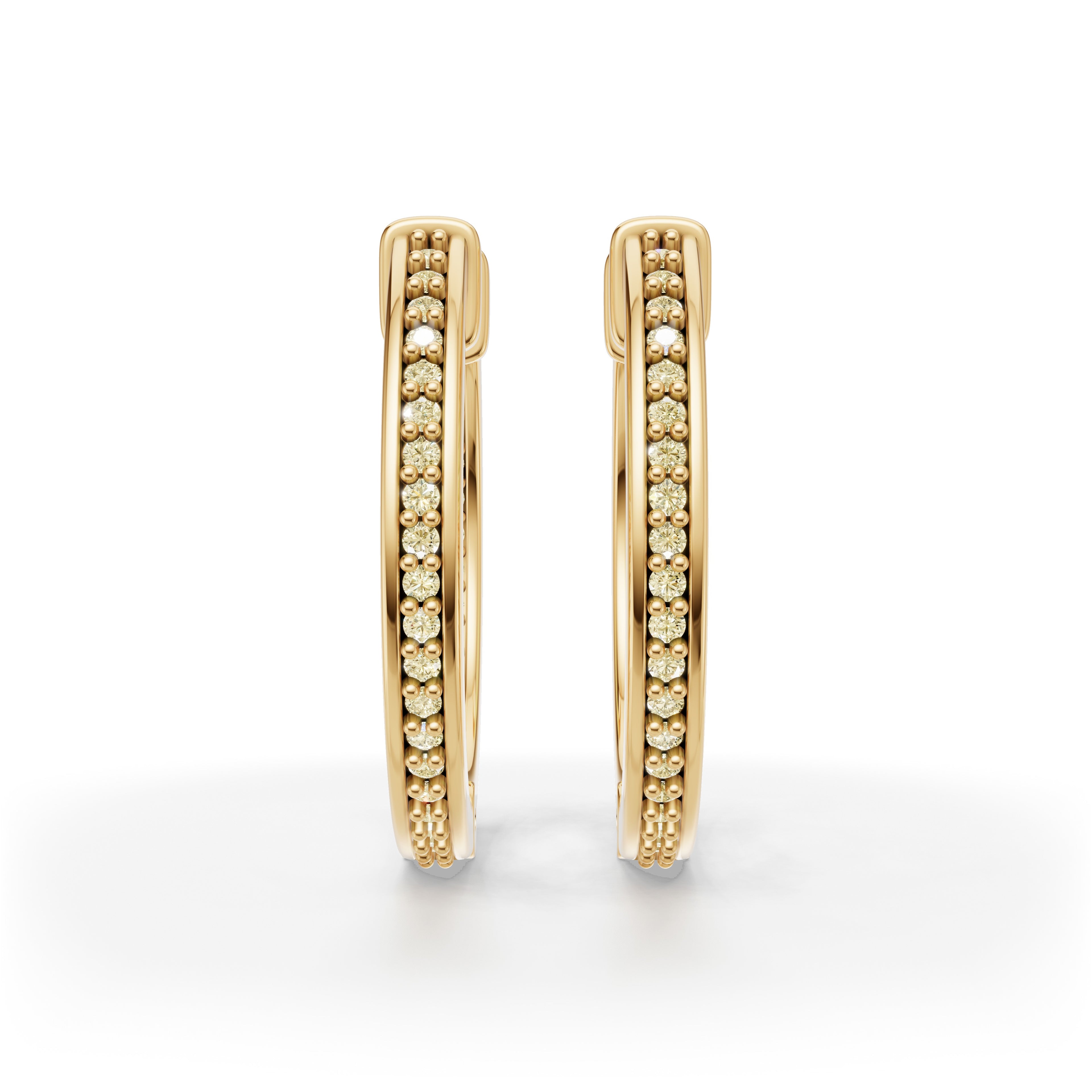 'Diana' Fancy Champagne Natural Diamond Pavé, Inside-Out Small Hoop Earrings