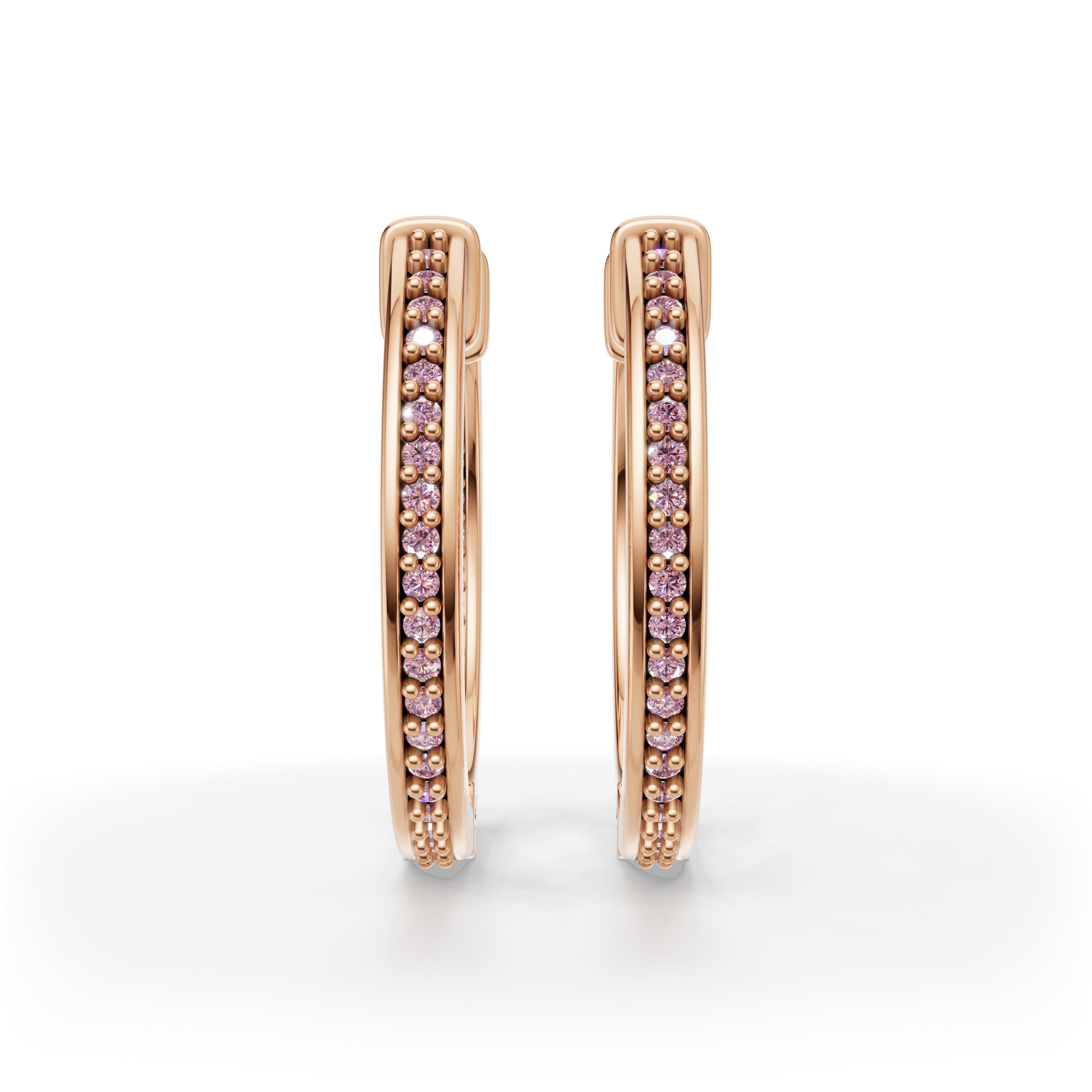 'Diana' Fancy Intense Pink Lab Diamond Pavé, Inside-Out Small Hoop Earrings