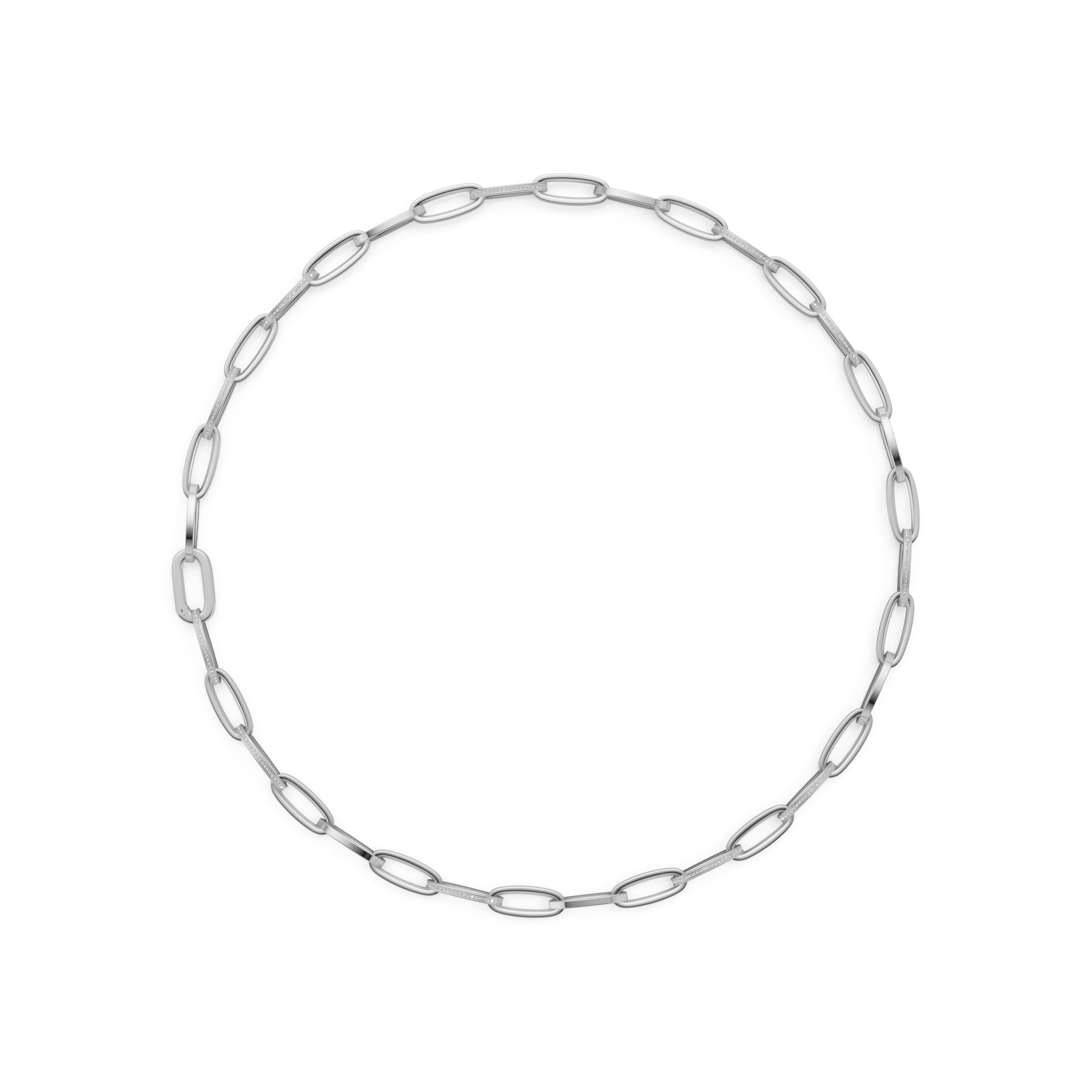 'Diana' Lab Diamond Pavé & High Polish, Semi-set Small Link Necklace