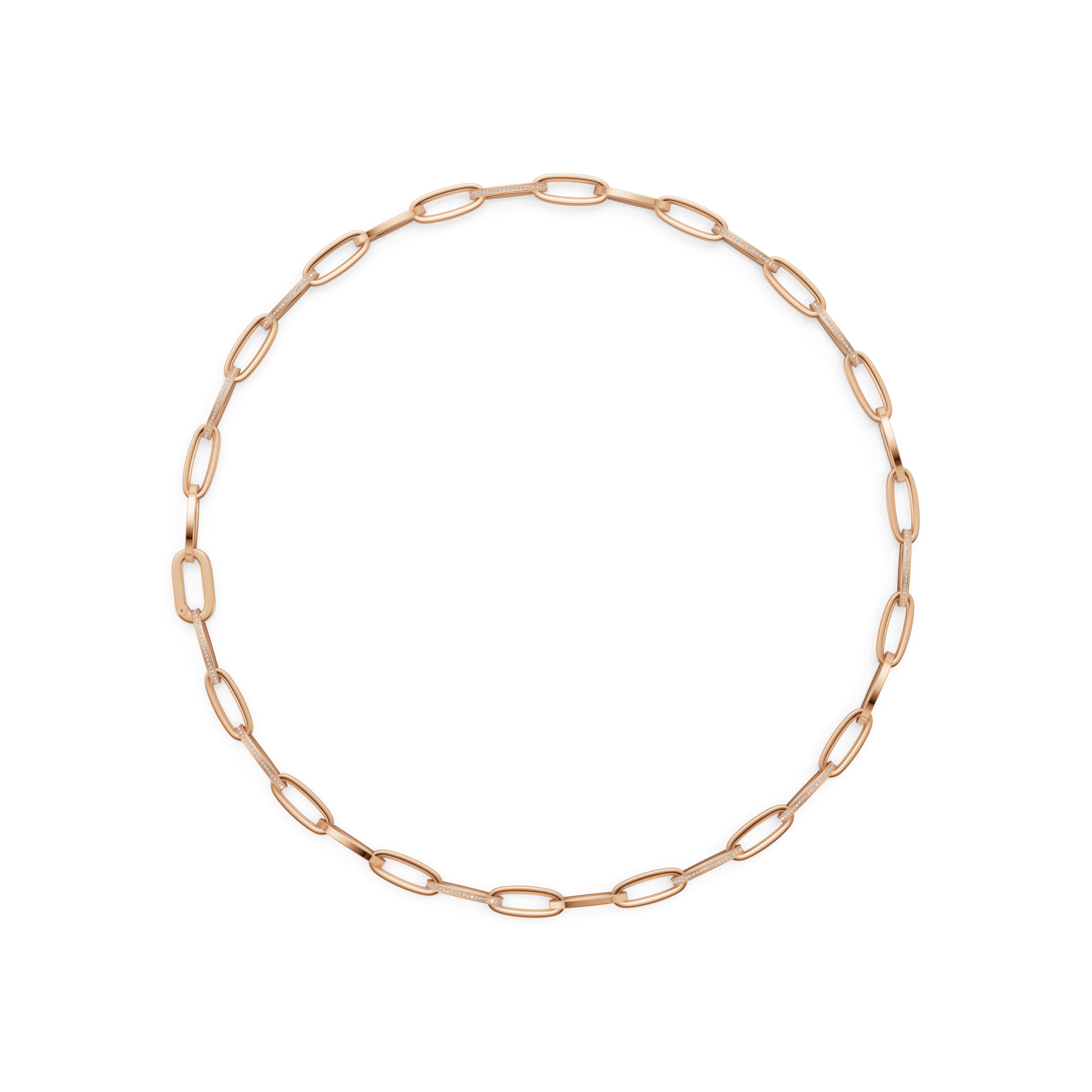 'Diana' Lab Diamond Pavé & High Polish, Semi-set Small Link Necklace