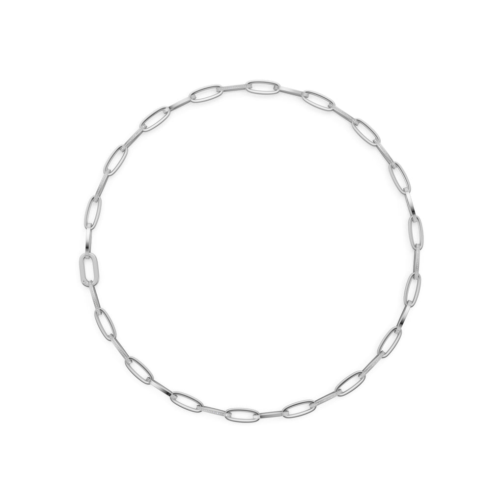 'Diana' Lab Diamond Pavé & High Polish, Semi-set Small Link Necklace