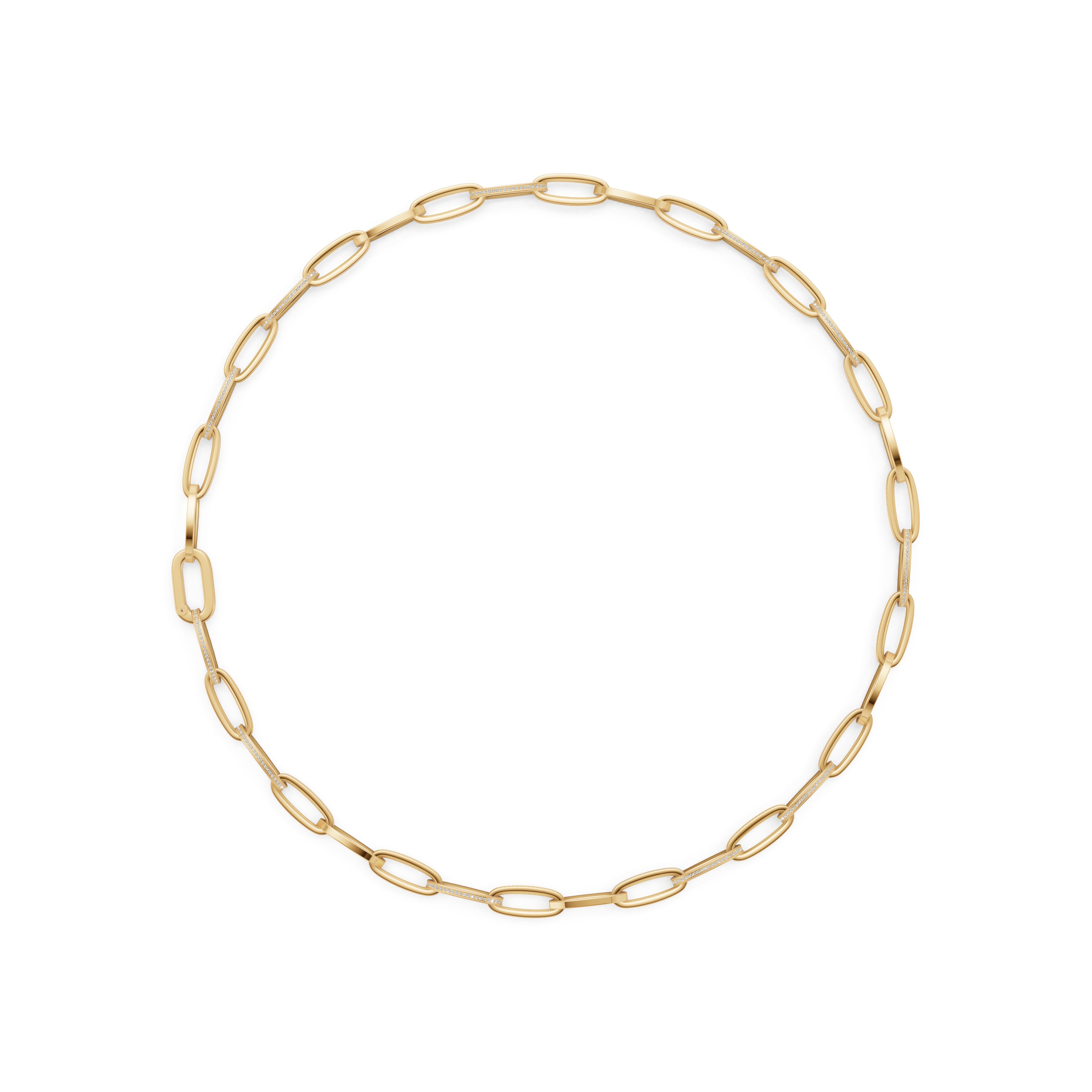 'Diana' Lab Diamond Pavé & High Polish, Semi-set Small Link Necklace