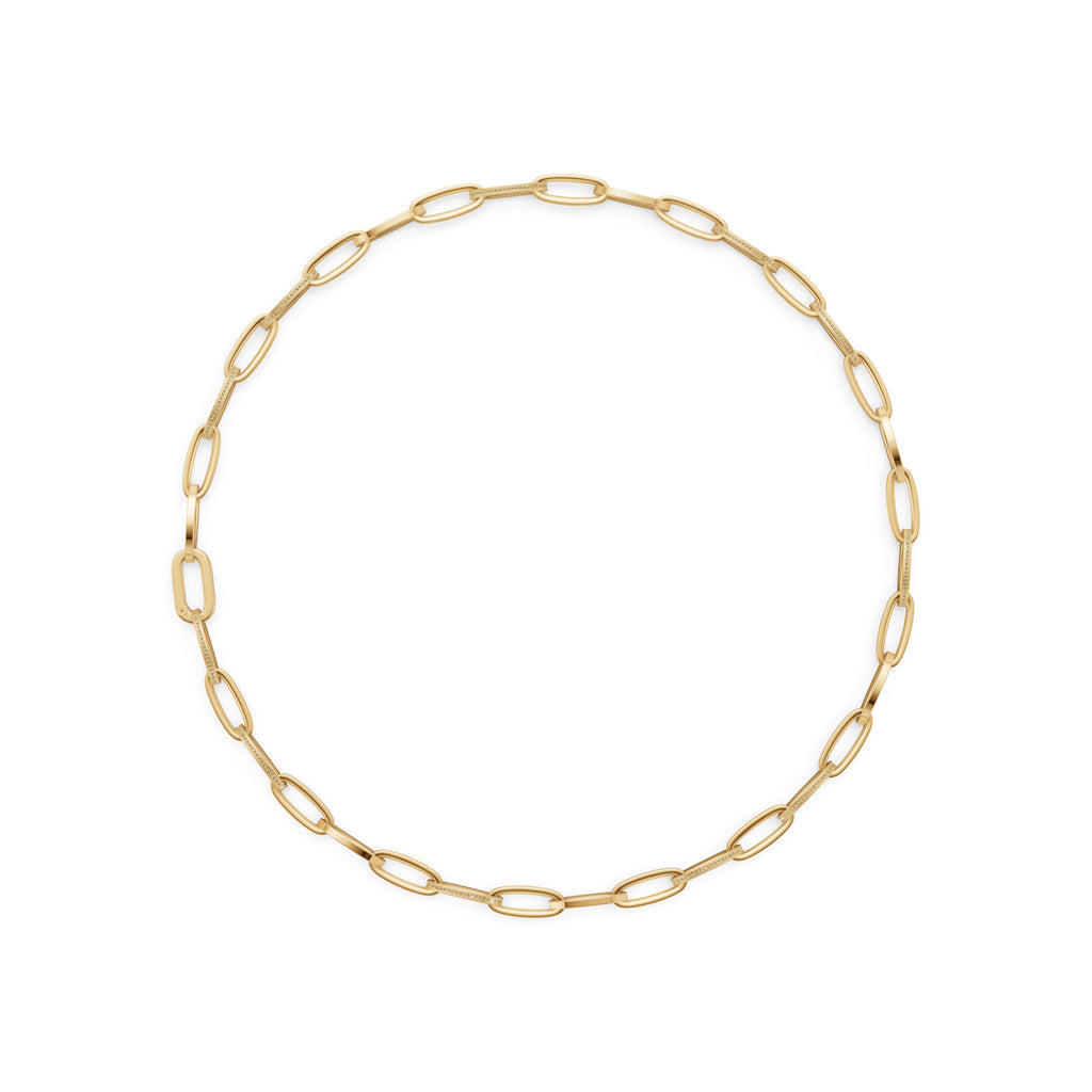 'Diana' Fancy Champagne Natural Diamond Pavé & High Polish, Semi-set Small Link Necklace