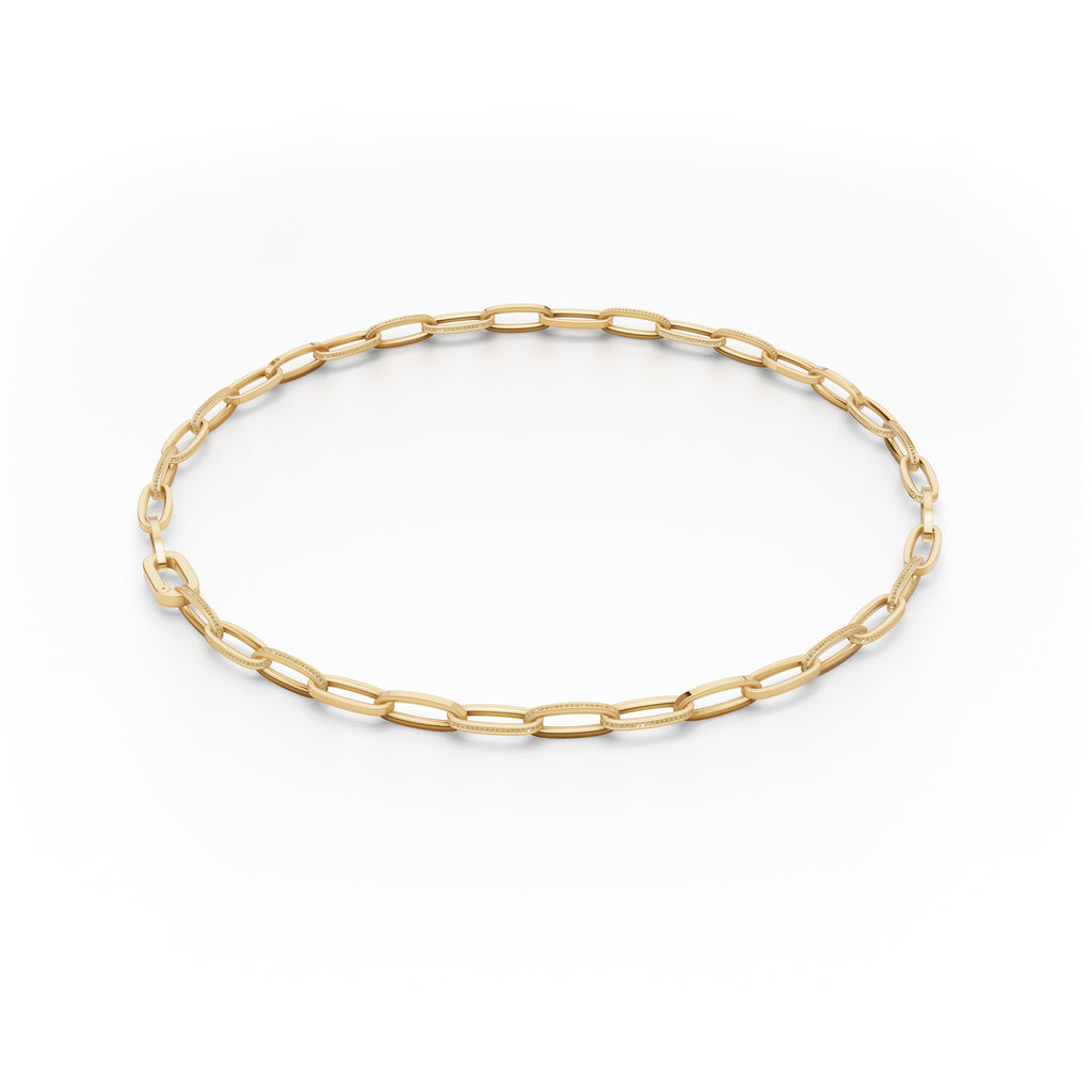 'Diana' Fancy Champagne Natural Diamond Pavé & High Polish, Semi-set Small Link Necklace