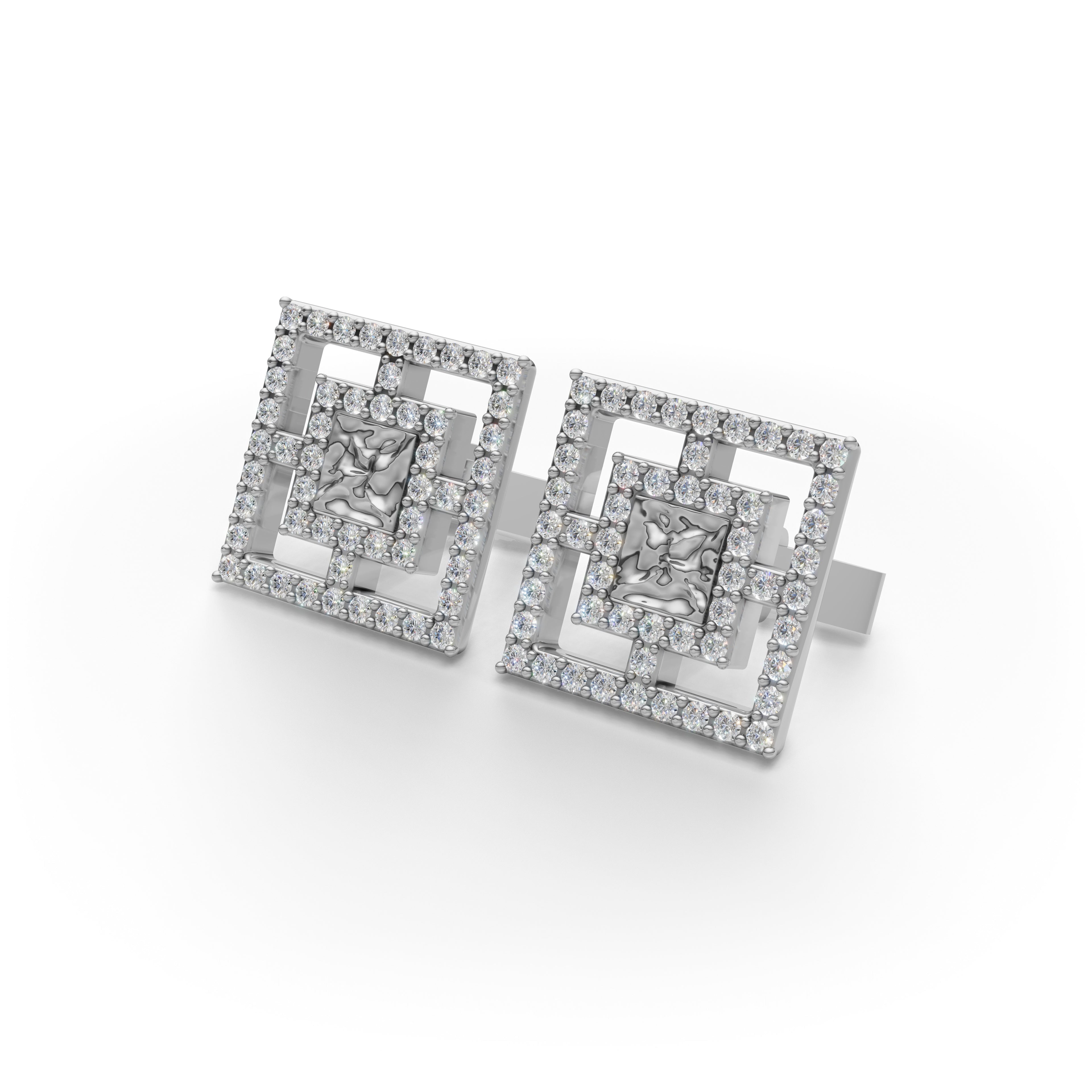 MCM Lab Diamond Pavé 'Breeze Block' Cufflinks