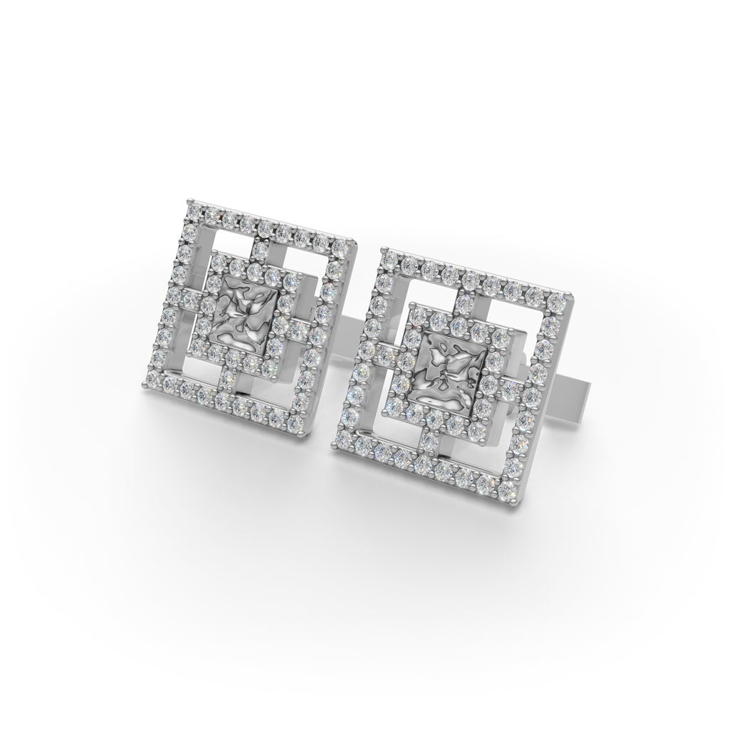 MCM Lab Diamond Pavé 'Breeze Block' Cufflinks