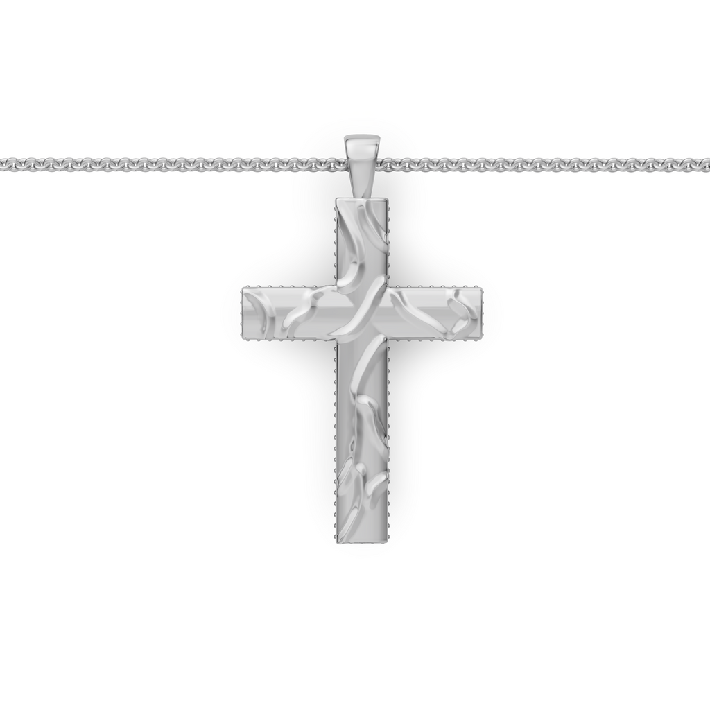 MCM Brite-set Lab Diamond Pavé 'Sand Wave' Cross Pendant Necklace