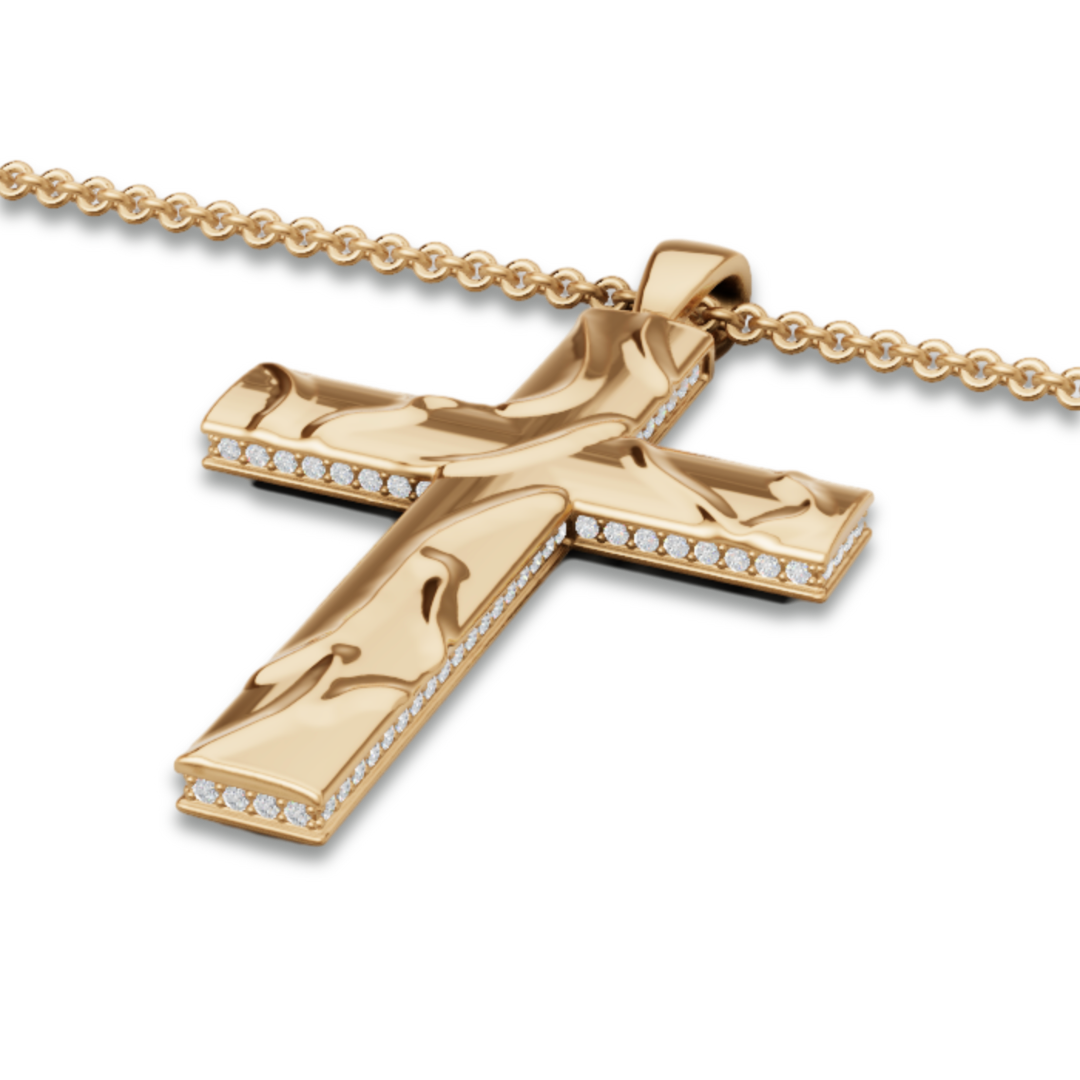 MCM Brite-set Lab Diamond Pavé 'Sand Wave' Cross Pendant Necklace