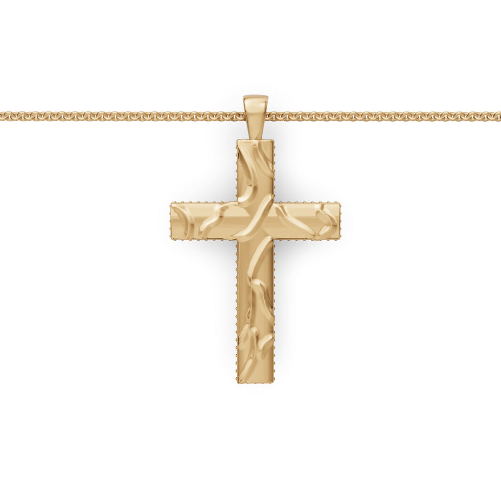 MCM Brite-set Lab Diamond Pavé 'Sand Wave' Cross Pendant Necklace