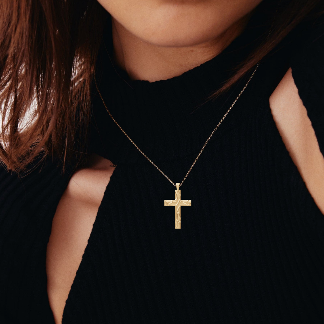 MCM Brite-set Lab Diamond Pavé 'Sand Wave' Cross Pendant Necklace