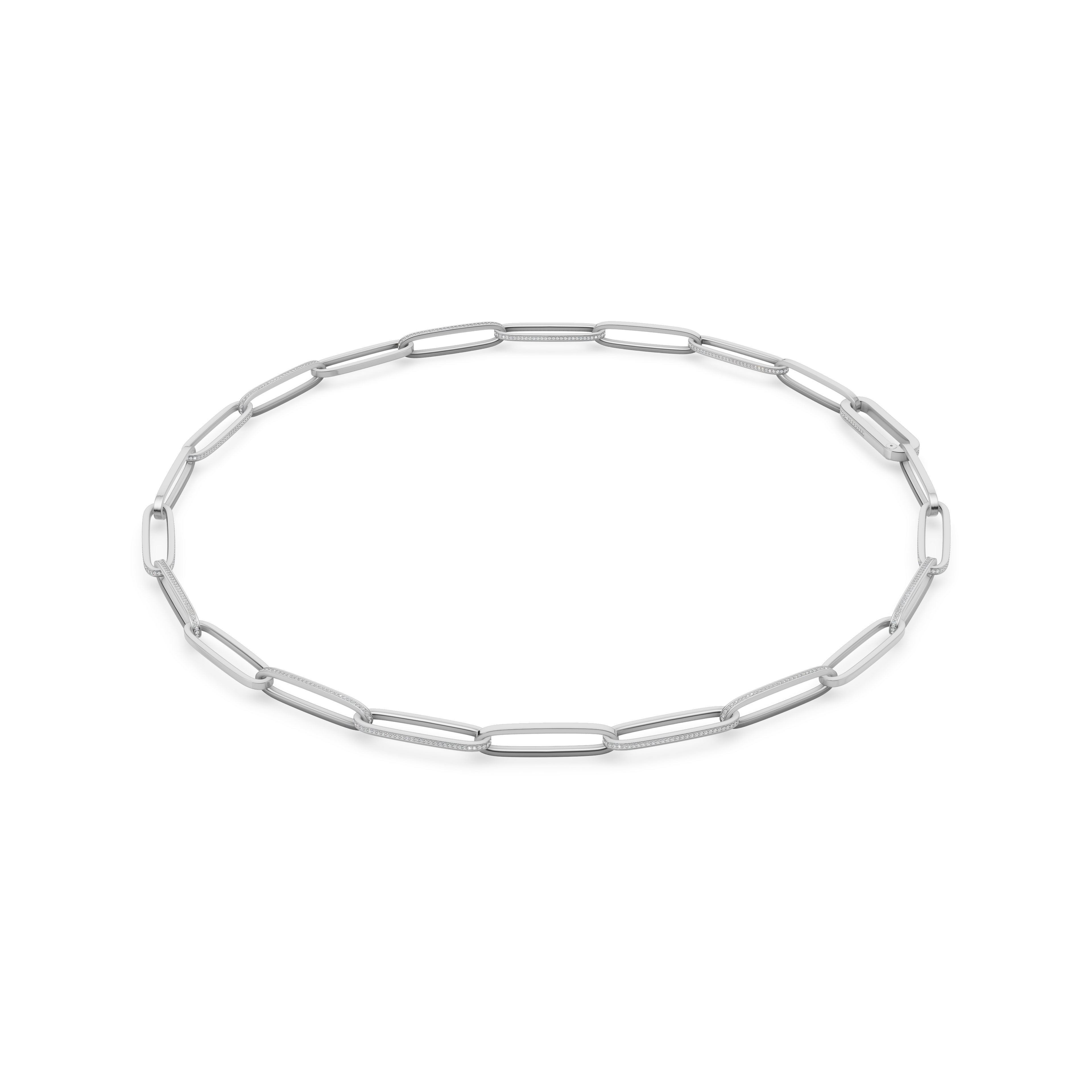 'Diana' Lab Diamond Pavé & High Polish, Semi-set Large Link Necklace