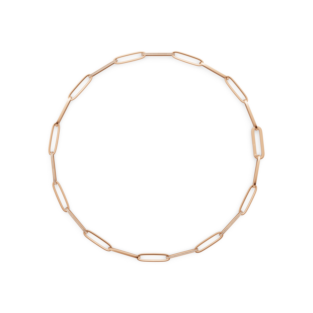 'Diana' Lab Diamond Pavé & High Polish, Semi-set Large Link Necklace